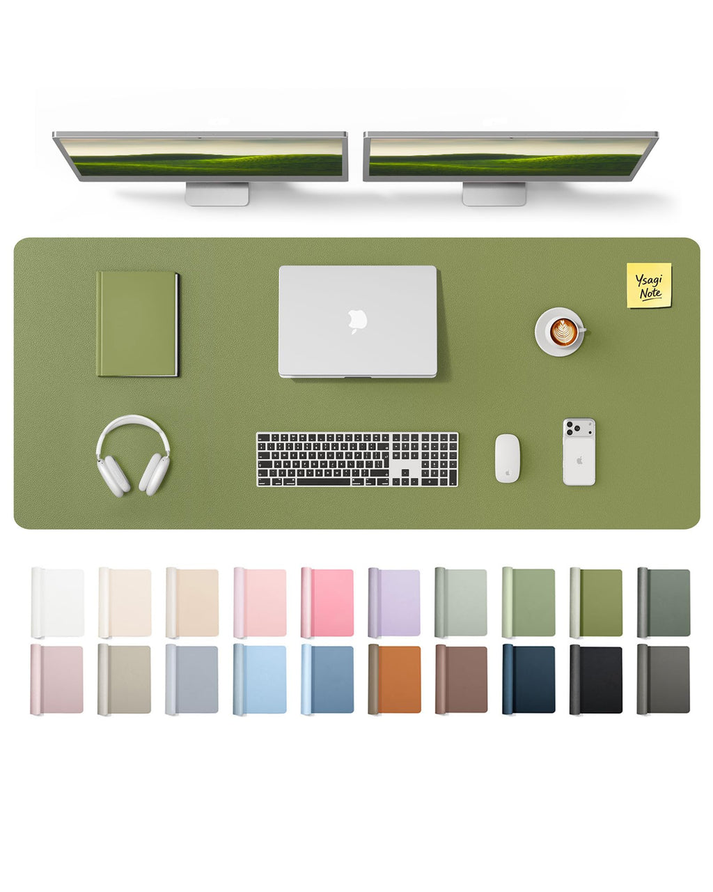 YSAGi Leather Desk Mat, Large Mouse Mat, Non-Slip Desk Pad Desk Protector Mat, Waterproof PU Leather Laptop Mat Table Mat Desk Writing Pad for Office and Home