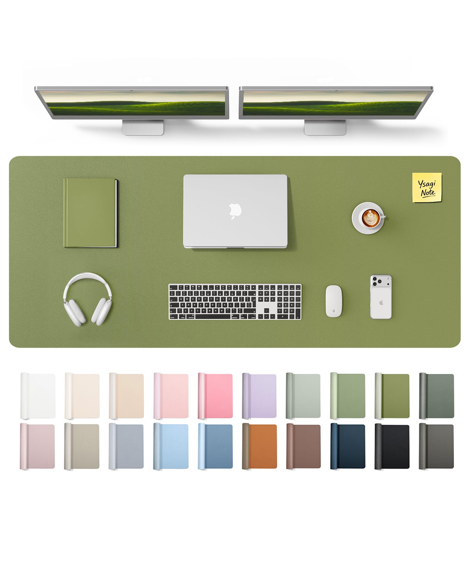 YSAGi Leather Desk Mat, Large Mouse Mat, Non-Slip Desk Pad Desk Protector Mat, Waterproof PU Leather Laptop Mat Table Mat Desk Writing Pad for Office and Home
