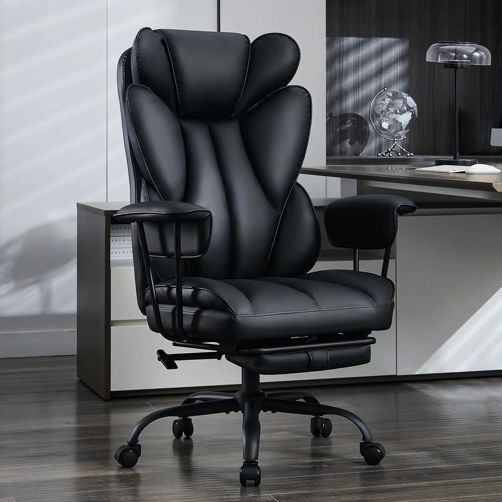 amseatec Office Chair, Big and Tall Office Chair Ergonomic Chair Home Office Desk Chairs Reclining High Back Leather Chair with Lumbar Support