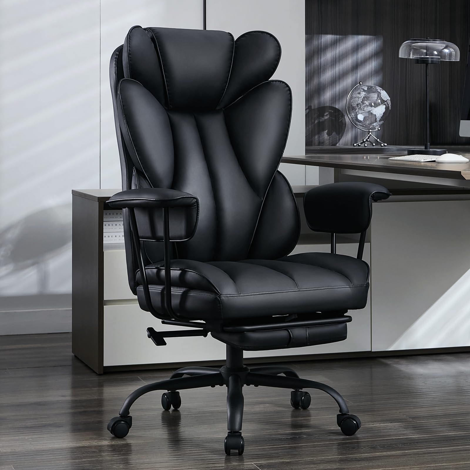 amseatec Office Chair, Big and Tall Office Chair Ergonomic Chair Home Office Desk Chairs Reclining High Back Leather Chair with Lumbar Support