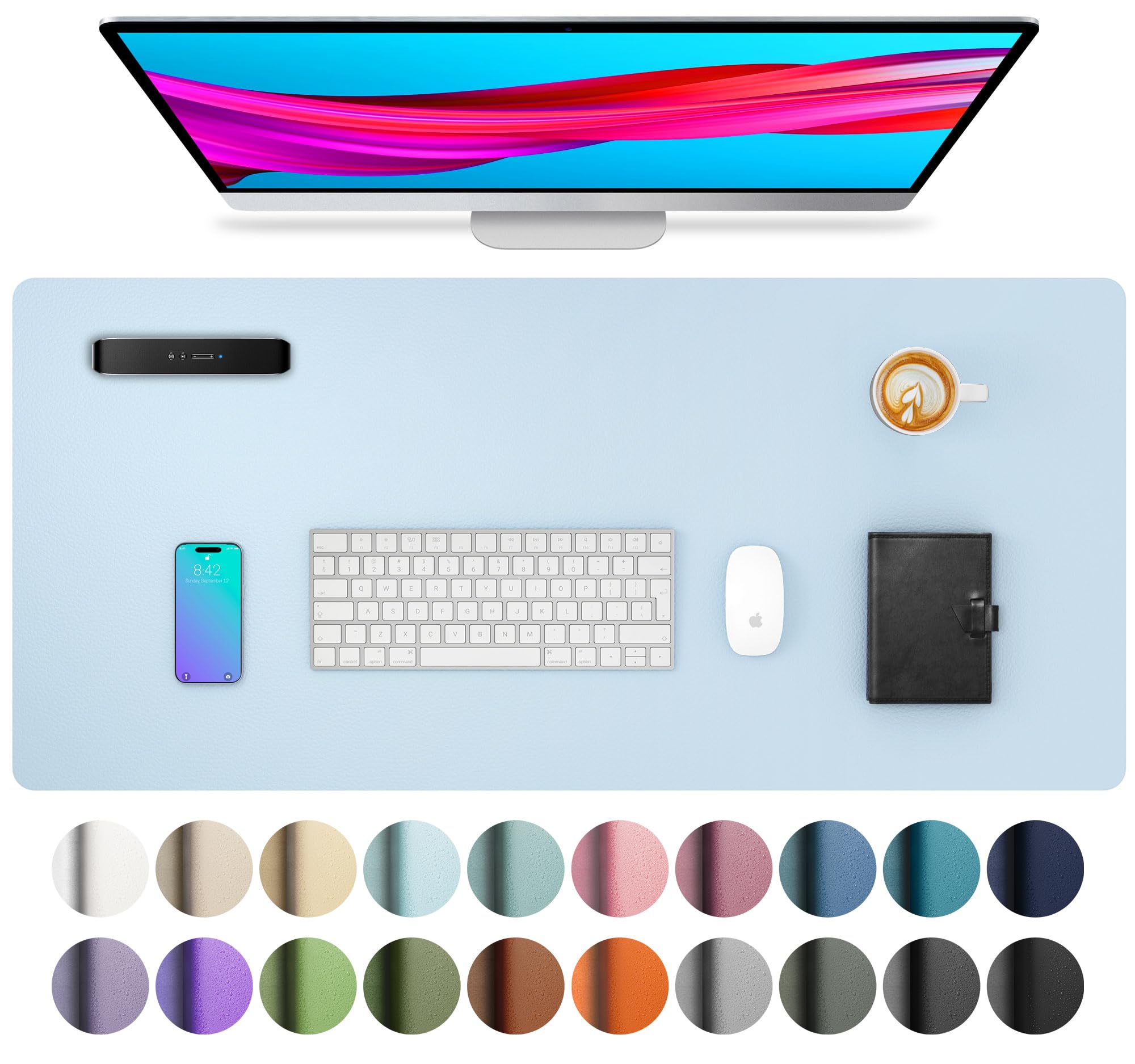 Leather Desk Pad Protector,Mouse Pad,Office Desk Mat,Non-Slip PU Leather Desk Blotter,Laptop Desk Pad,Waterproof Desk Writing Pad for Office and Home