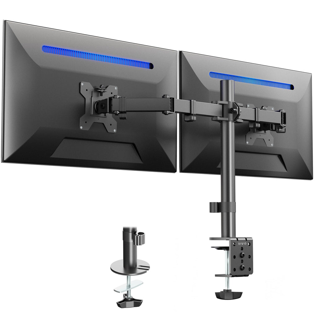VIVO Dual Monitor Desk Mount, Heavy Duty Fully Adjustable Steel Stand, Holds 2 Computer Screens