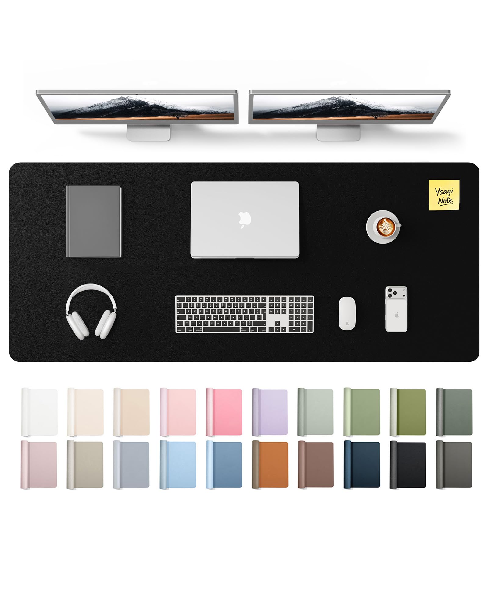 YSAGi Leather Desk Mat, Large Mouse Mat, Non-Slip Desk Pad Desk Protector Mat, Waterproof PU Leather Laptop Mat Table Mat Desk Writing Pad for Office and Home