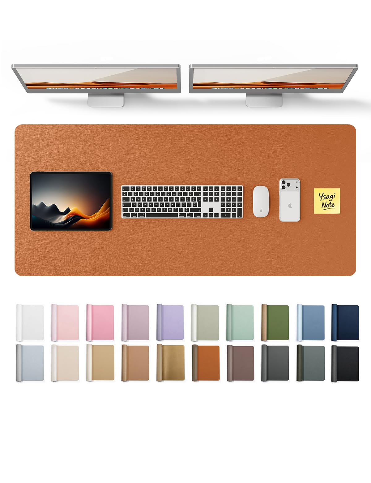 YSAGi Leather Desk Mat, Large Mouse Mat, Non-Slip Desk Pad Desk Protector Mat, Waterproof PU Leather Laptop Mat Table Mat Desk Writing Pad for Office and Home