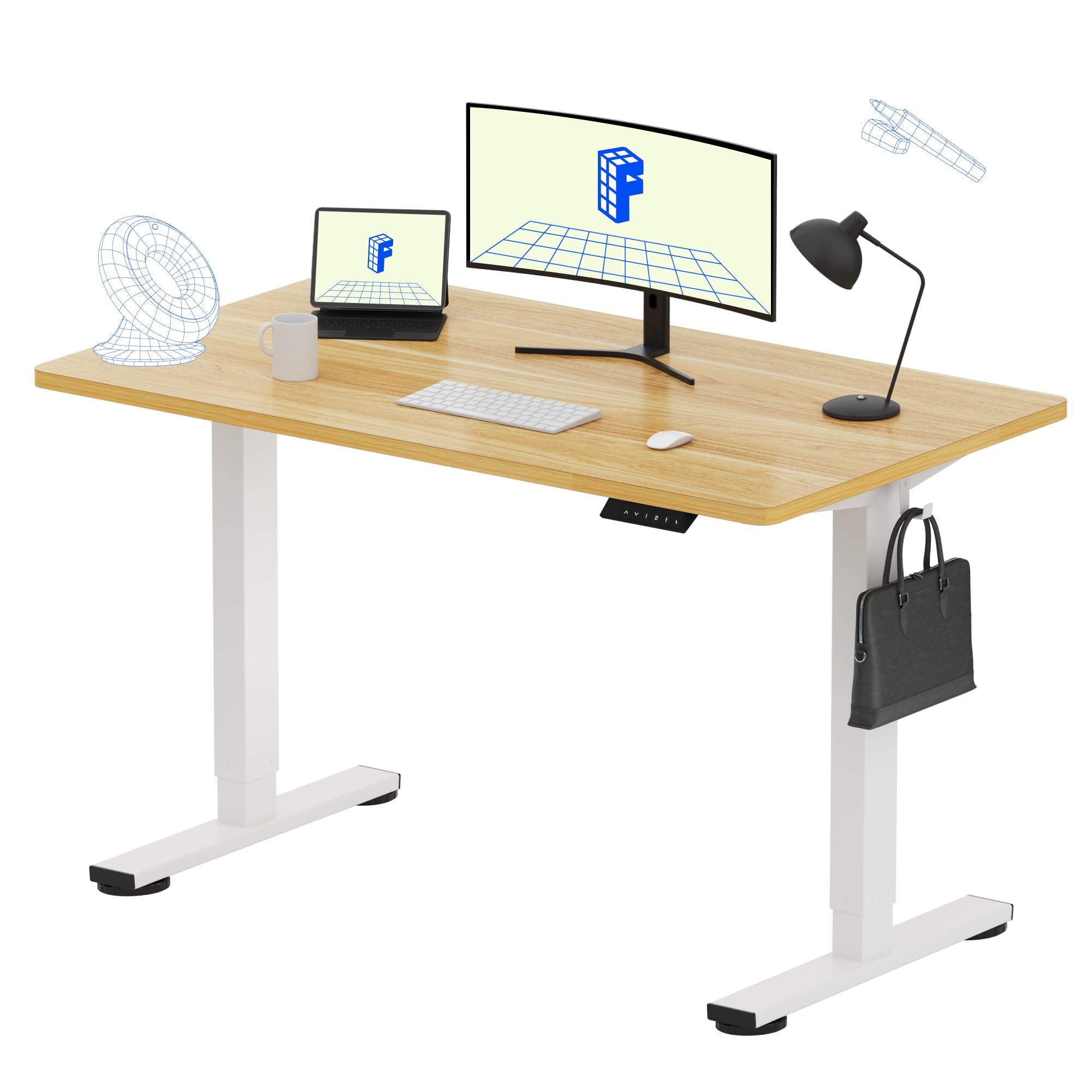 FLEXISPOT EN1 One-Piece Standing Desk, Electric Adjustable with 4 Memory Presets, 176 LBS Capacity, Stable & Quiet, Seamless Desktop for Home Office & Dual Monitors