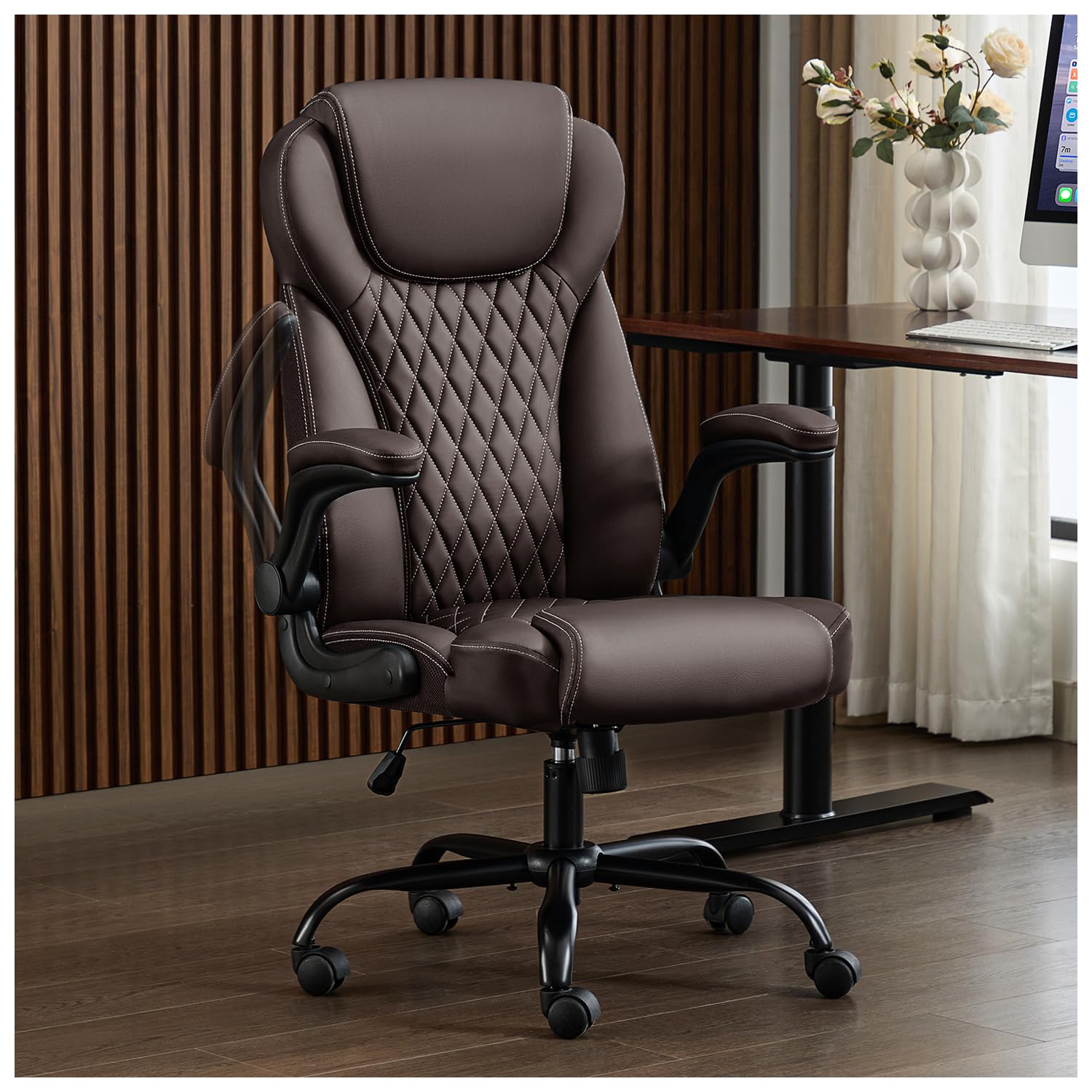 amseatec Office Chair, Big and Tall Office Chair Ergonomic Chair Home Office Desk Chairs Reclining High Back Leather Chair with Lumbar Support