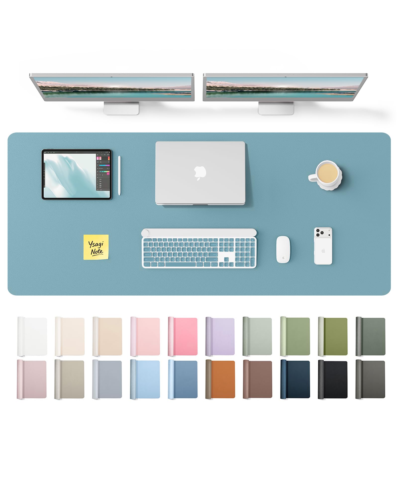 YSAGi Leather Desk Mat, Large Mouse Mat, Non-Slip Desk Pad Desk Protector Mat, Waterproof PU Leather Laptop Mat Table Mat Desk Writing Pad for Office and Home