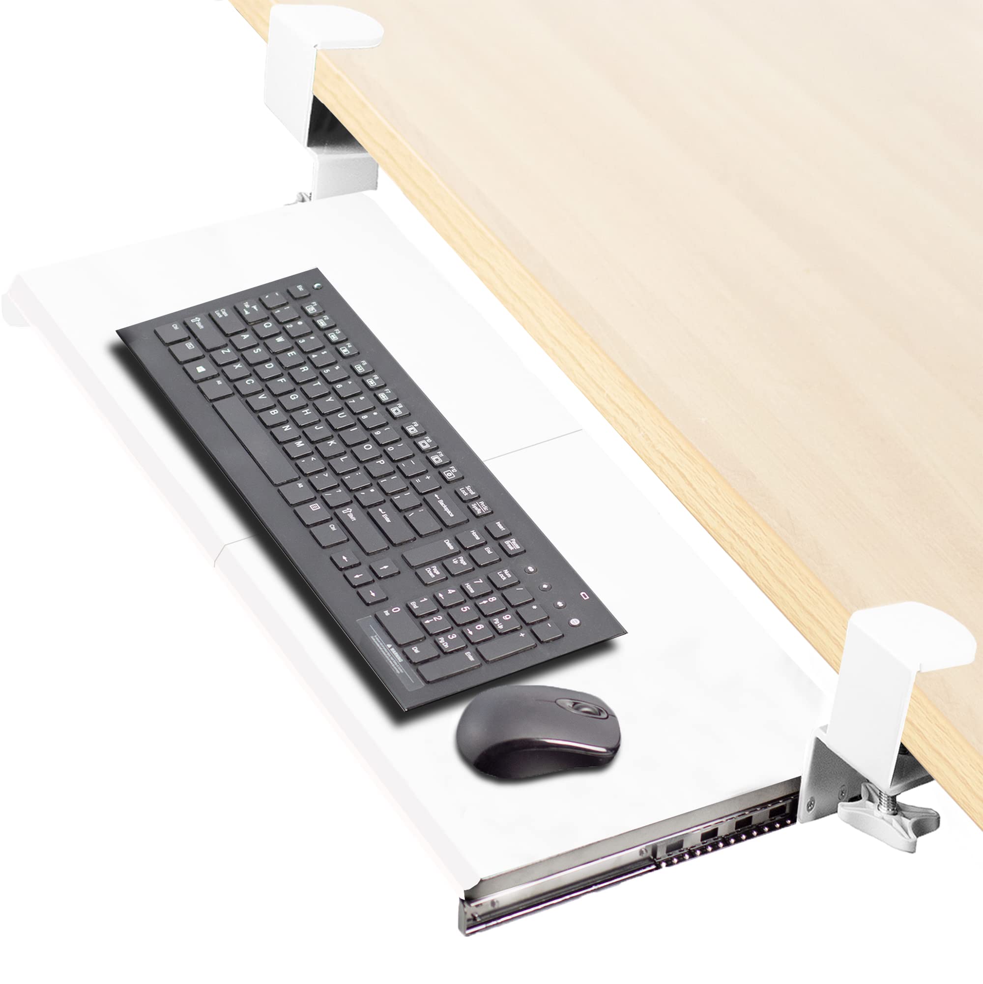 VIVO Keyboard Tray, Under Desk Pull Out with Extra Sturdy C Clamp Mount System, Slide-Out Platform Computer Drawer for Typing and Mouse Work