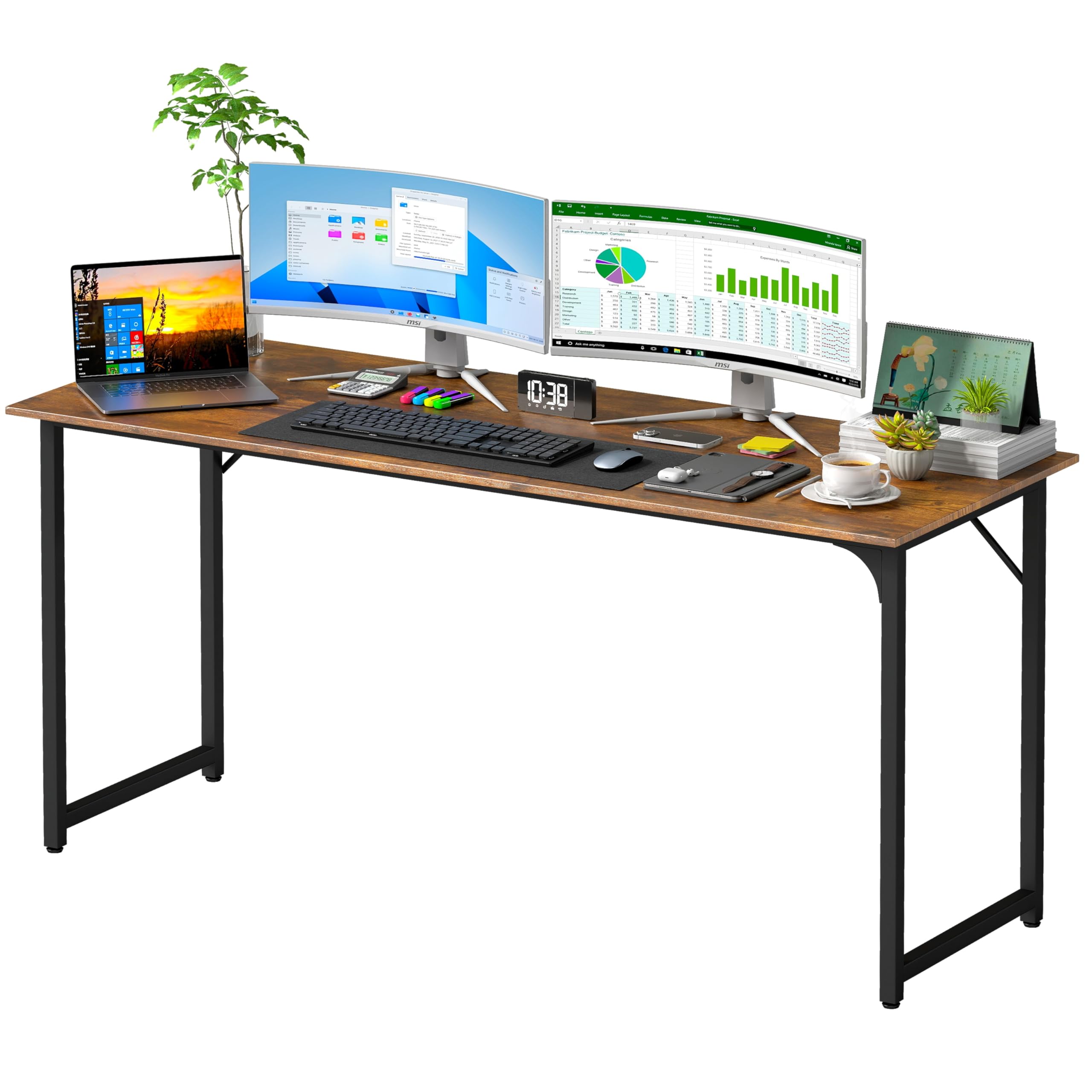 PayLessHere | Computer Desk | Office Desk with Metal Frame, Adjustable Feet | Water-Resistant, Scratchproof Surface | Sturdy Writing Table for Home Office or Study