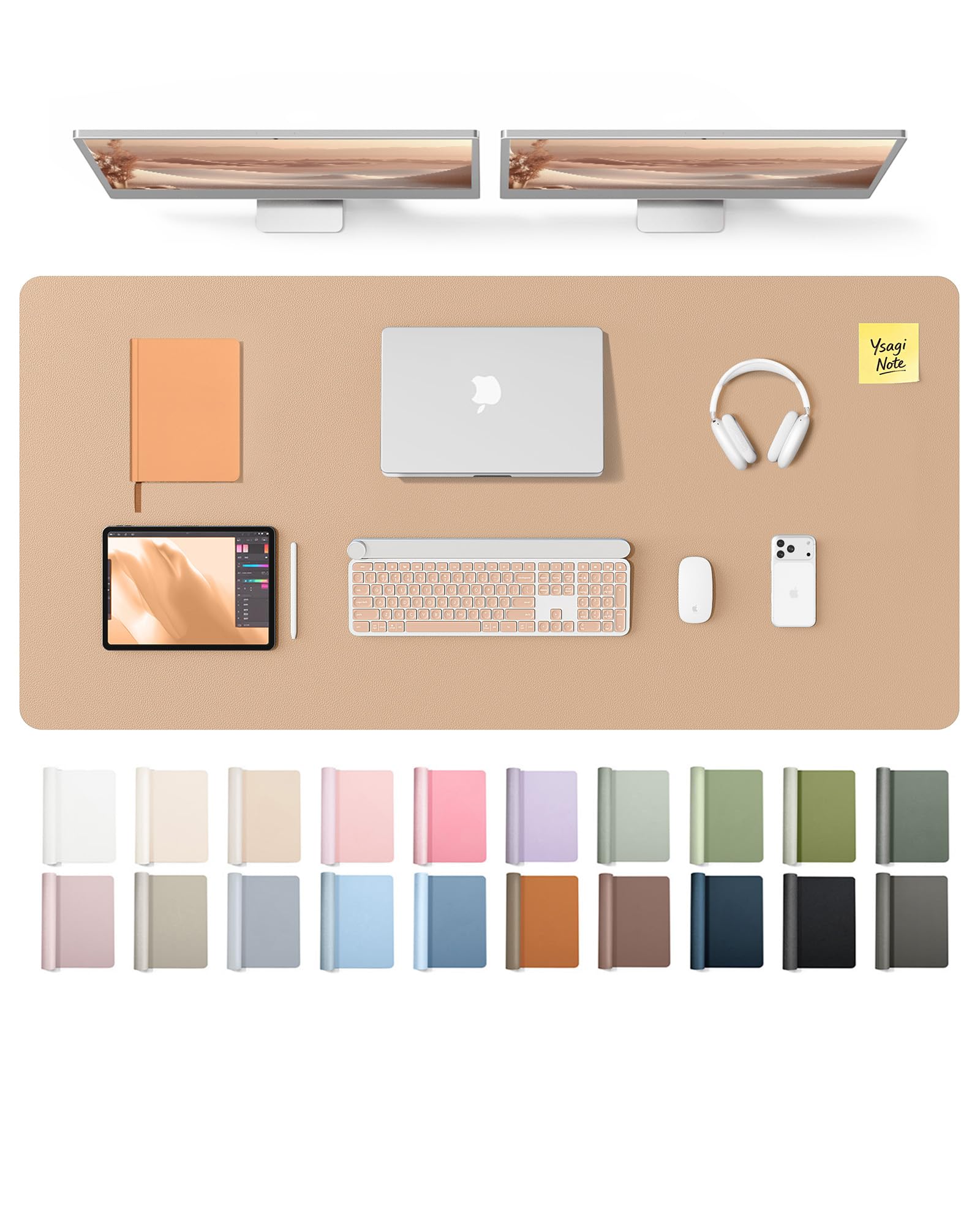 YSAGi Leather Desk Mat, Large Mouse Mat, Non-Slip Desk Pad Desk Protector Mat, Waterproof PU Leather Laptop Mat Table Mat Desk Writing Pad for Office and Home