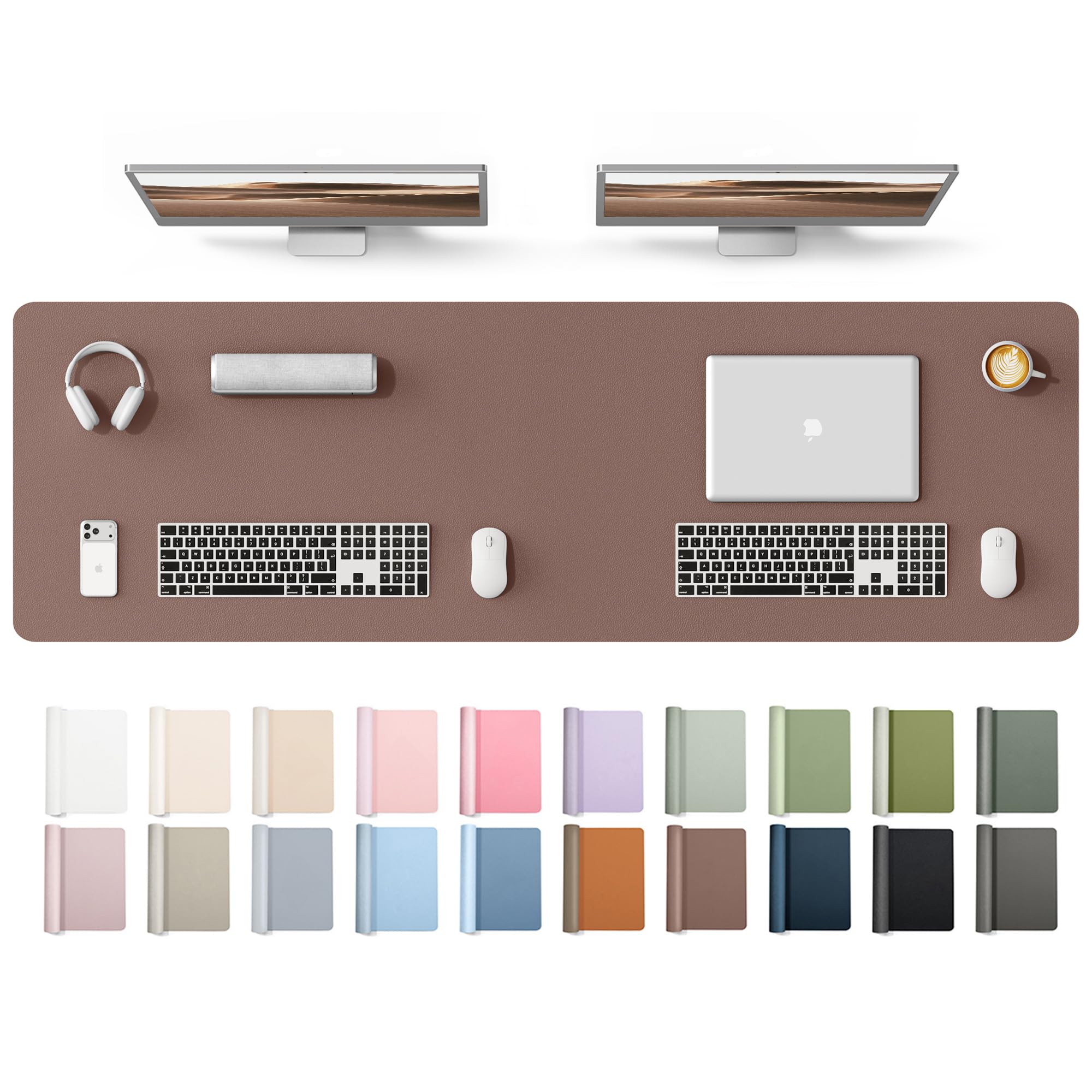 YSAGi Leather Desk Mat, Large Mouse Mat, Non-Slip Desk Pad Desk Protector Mat, Waterproof PU Leather Laptop Mat Table Mat Desk Writing Pad for Office and Home