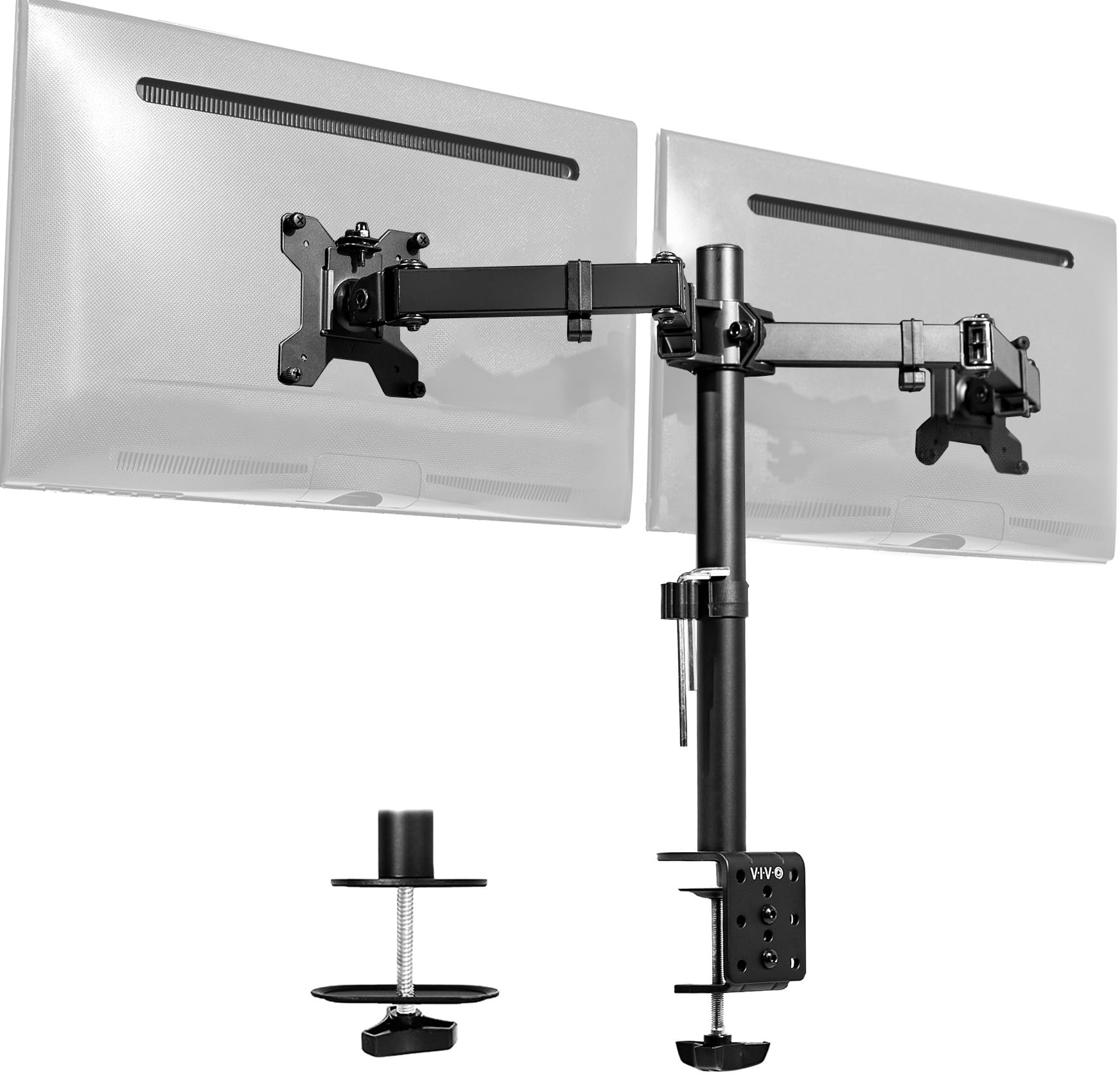 VIVO Dual Monitor Desk Mount, Heavy Duty Fully Adjustable Steel Stand, Holds 2 Computer Screens