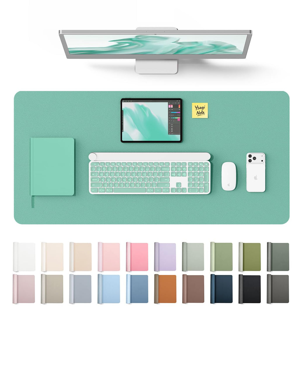 YSAGi Leather Desk Mat, Large Mouse Mat, Non-Slip Desk Pad Desk Protector Mat, Waterproof PU Leather Laptop Mat Table Mat Desk Writing Pad for Office and Home