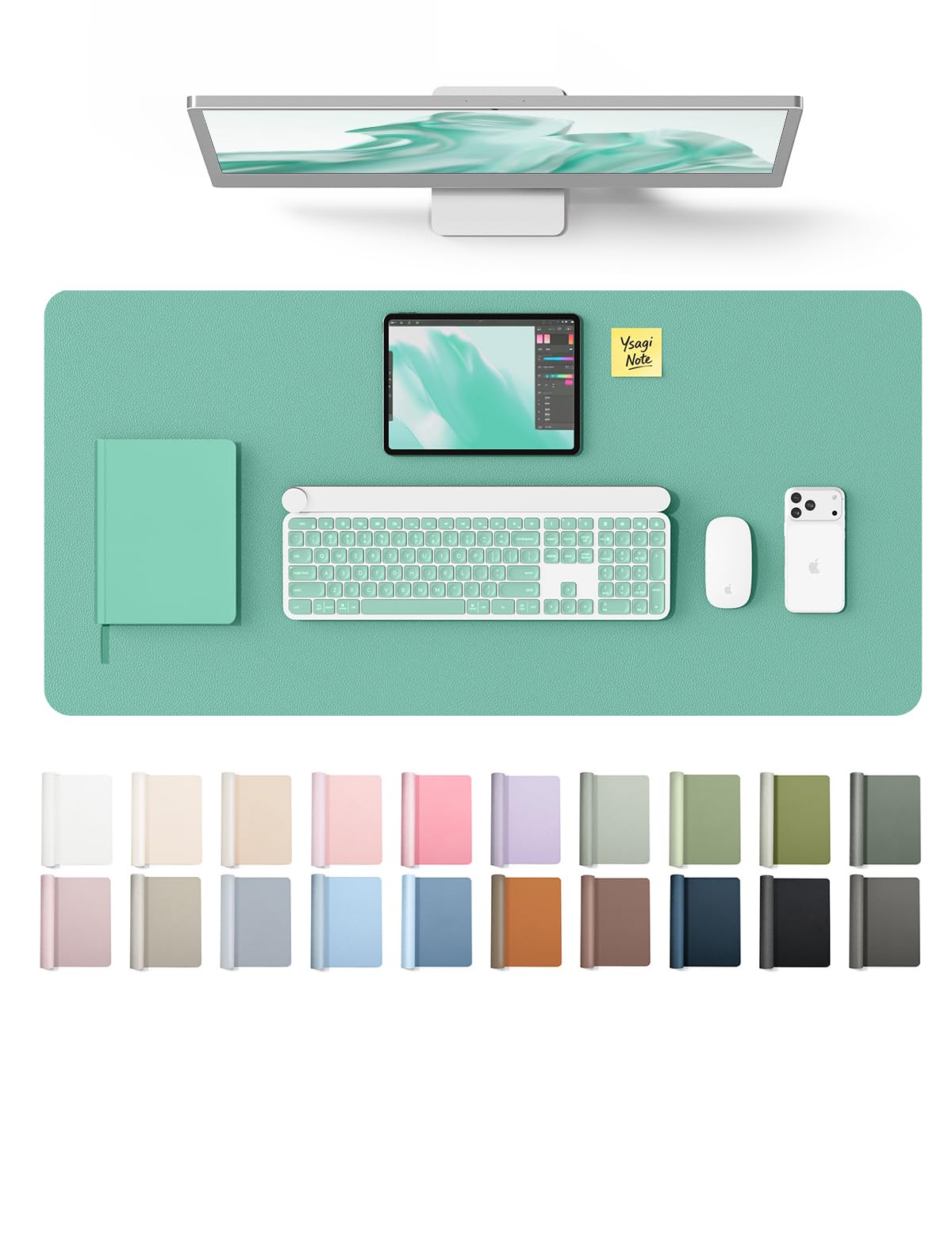 YSAGi Leather Desk Mat, Large Mouse Mat, Non-Slip Desk Pad Desk Protector Mat, Waterproof PU Leather Laptop Mat Table Mat Desk Writing Pad for Office and Home