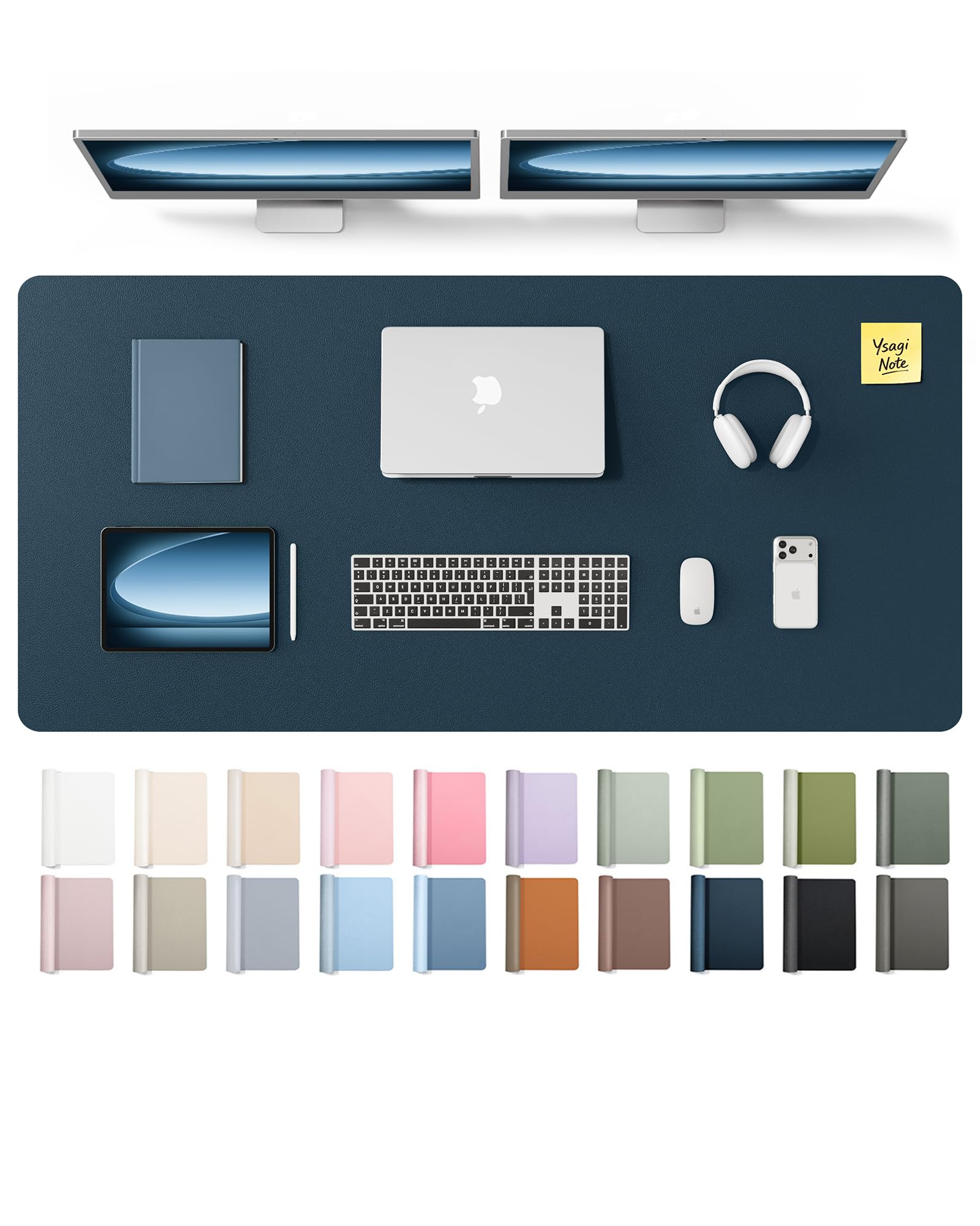 YSAGi Leather Desk Mat, Large Mouse Mat, Non-Slip Desk Pad Desk Protector Mat, Waterproof PU Leather Laptop Mat Table Mat Desk Writing Pad for Office and Home