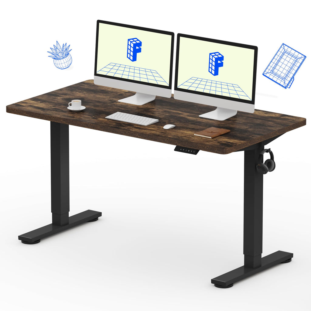 FLEXISPOT EN1 One-Piece Standing Desk, Electric Adjustable with 4 Memory Presets, 176 LBS Capacity, Stable & Quiet, Seamless Desktop for Home Office & Dual Monitors