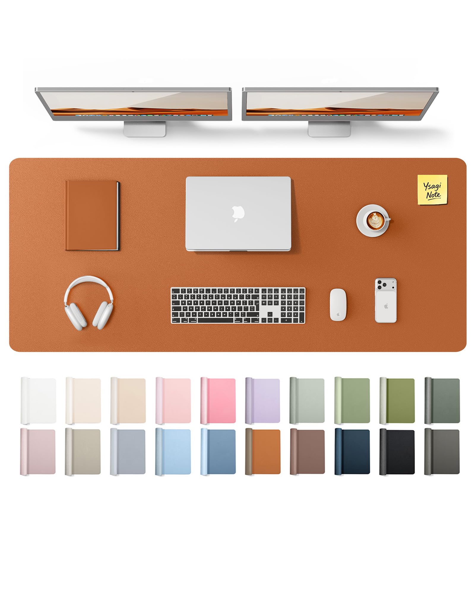 YSAGi Leather Desk Mat, Large Mouse Mat, Non-Slip Desk Pad Desk Protector Mat, Waterproof PU Leather Laptop Mat Table Mat Desk Writing Pad for Office and Home
