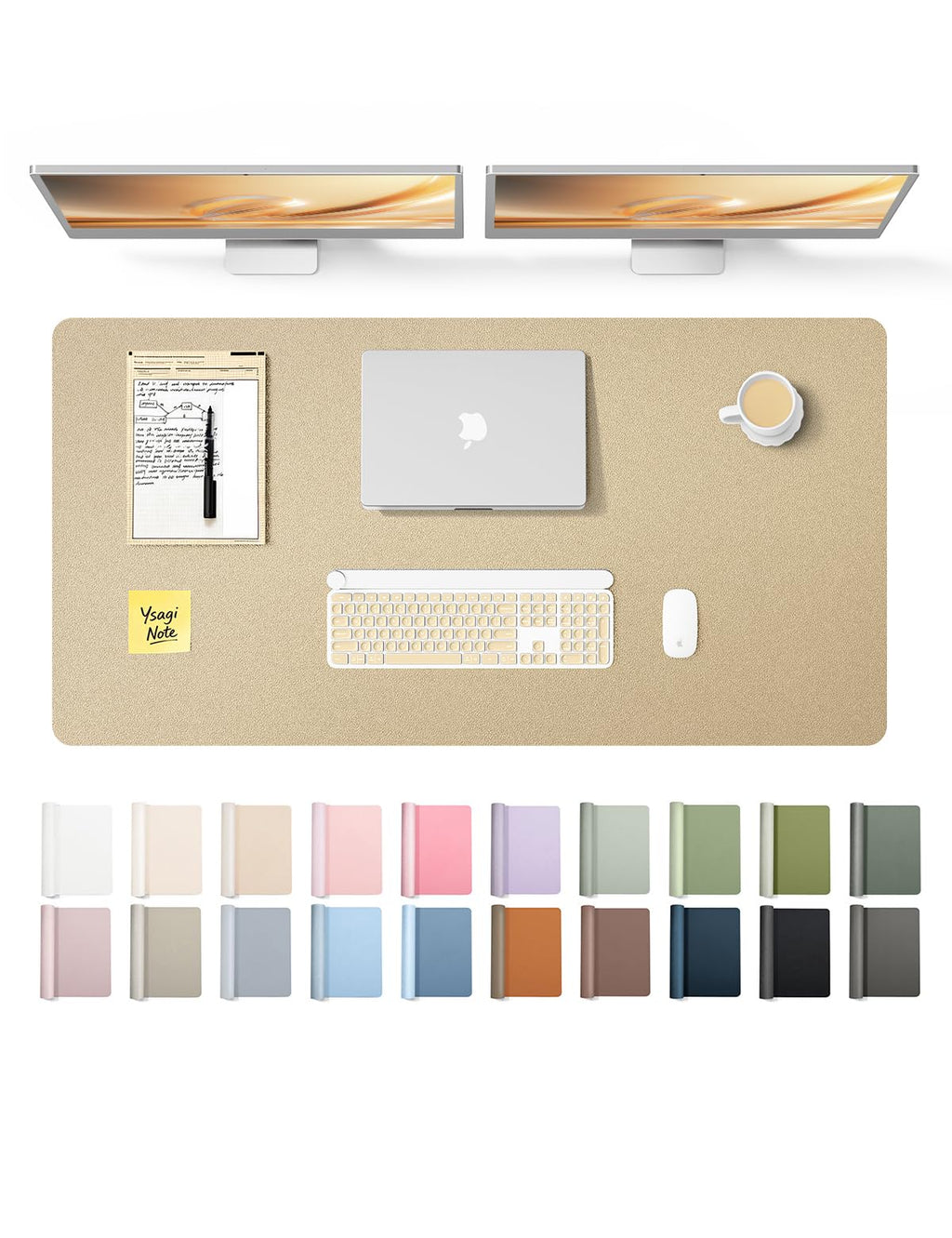 YSAGi Leather Desk Mat, Large Mouse Mat, Non-Slip Desk Pad Desk Protector Mat, Waterproof PU Leather Laptop Mat Table Mat Desk Writing Pad for Office and Home