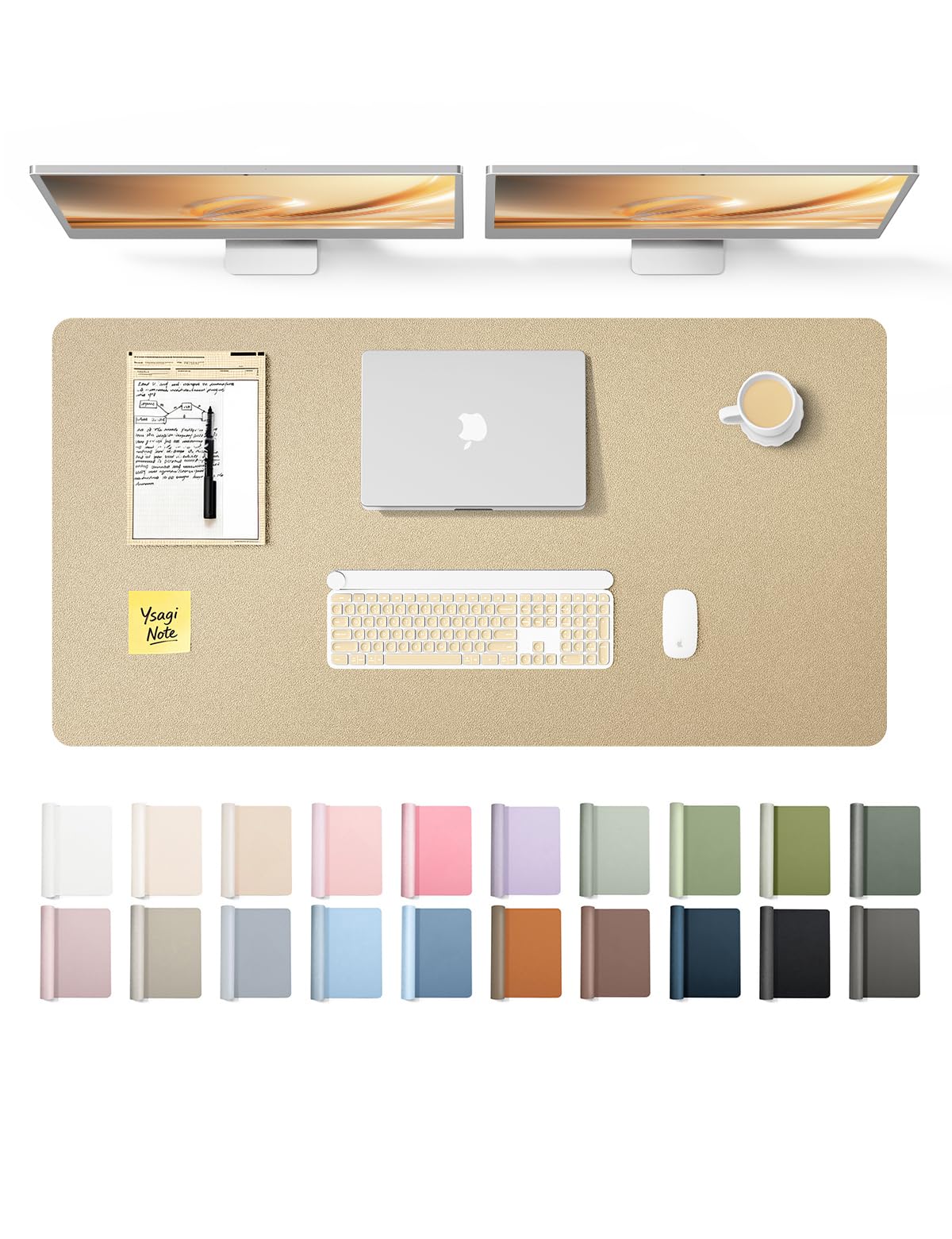 YSAGi Leather Desk Mat, Large Mouse Mat, Non-Slip Desk Pad Desk Protector Mat, Waterproof PU Leather Laptop Mat Table Mat Desk Writing Pad for Office and Home
