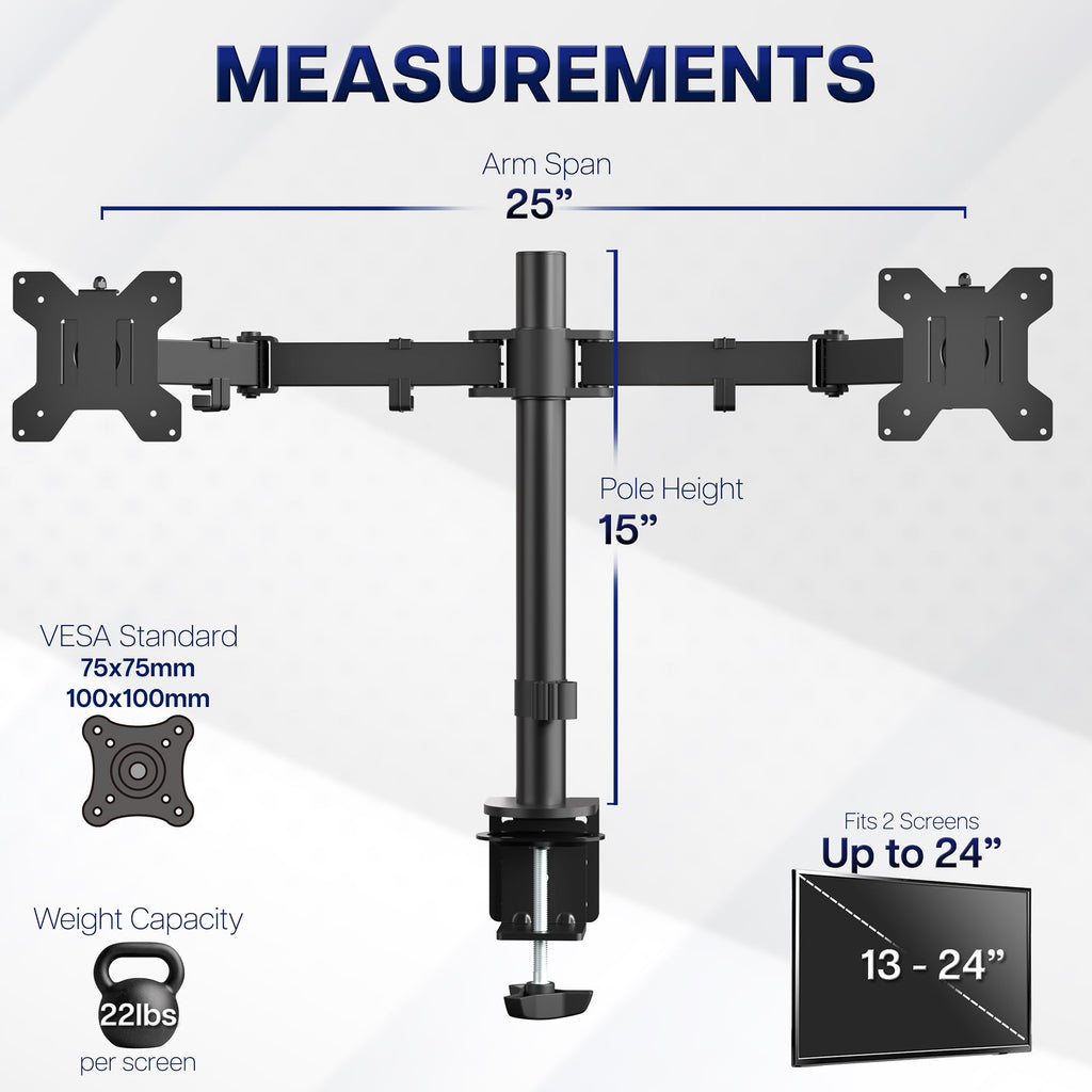 VIVO Dual Monitor Desk Mount, Heavy Duty Fully Adjustable Steel Stand, Holds 2 Computer Screens