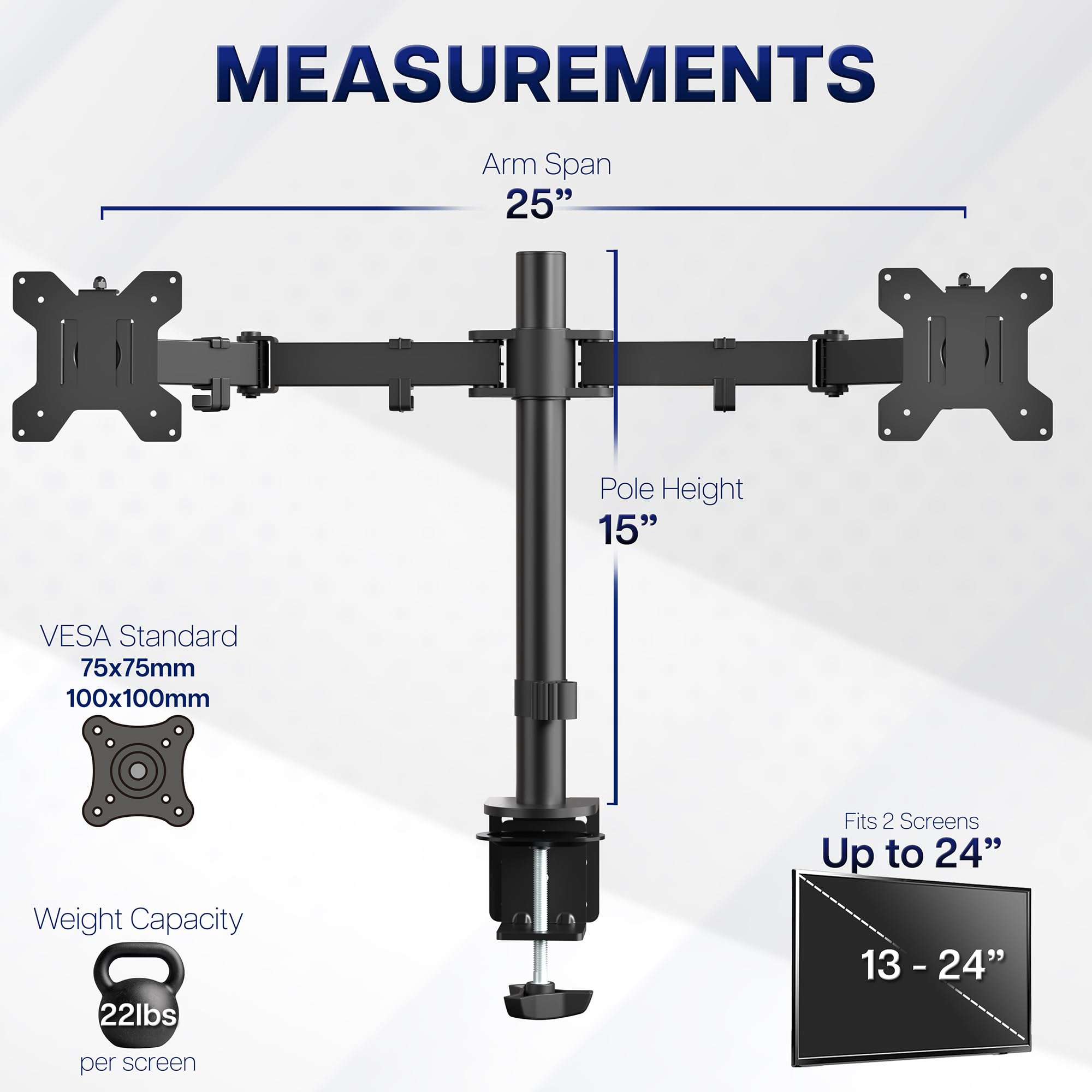 VIVO Dual Monitor Desk Mount, Heavy Duty Fully Adjustable Steel Stand, Holds 2 Computer Screens