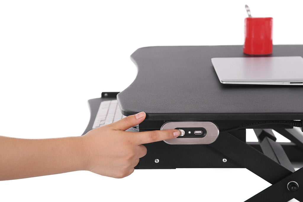 ApexDesk ZT Series Height Adjustable Sit to Stand Electric Desk Converter, 2-Tier Design with Large 36x24 Upper Work Surface and Lower Keyboard Tray Deck
