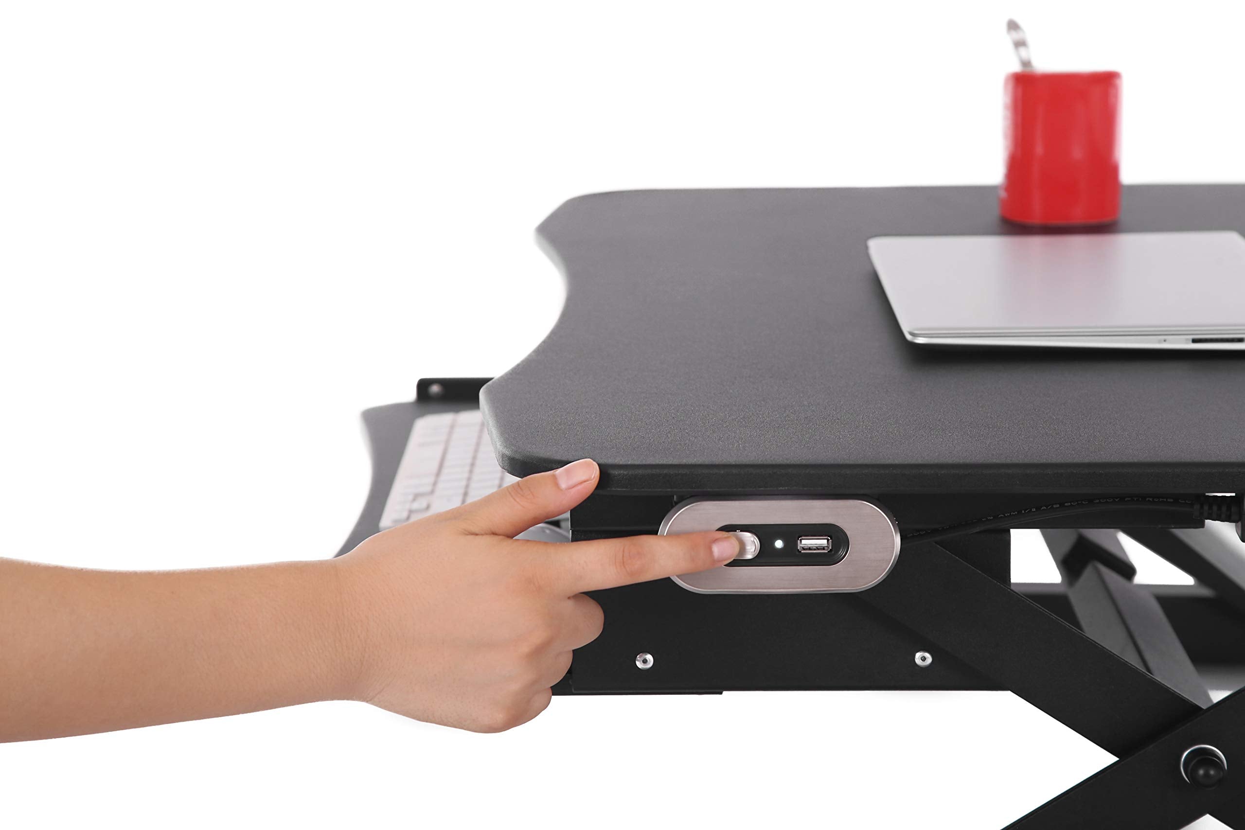 ApexDesk ZT Series Height Adjustable Sit to Stand Electric Desk Converter, 2-Tier Design with Large 36x24 Upper Work Surface and Lower Keyboard Tray Deck