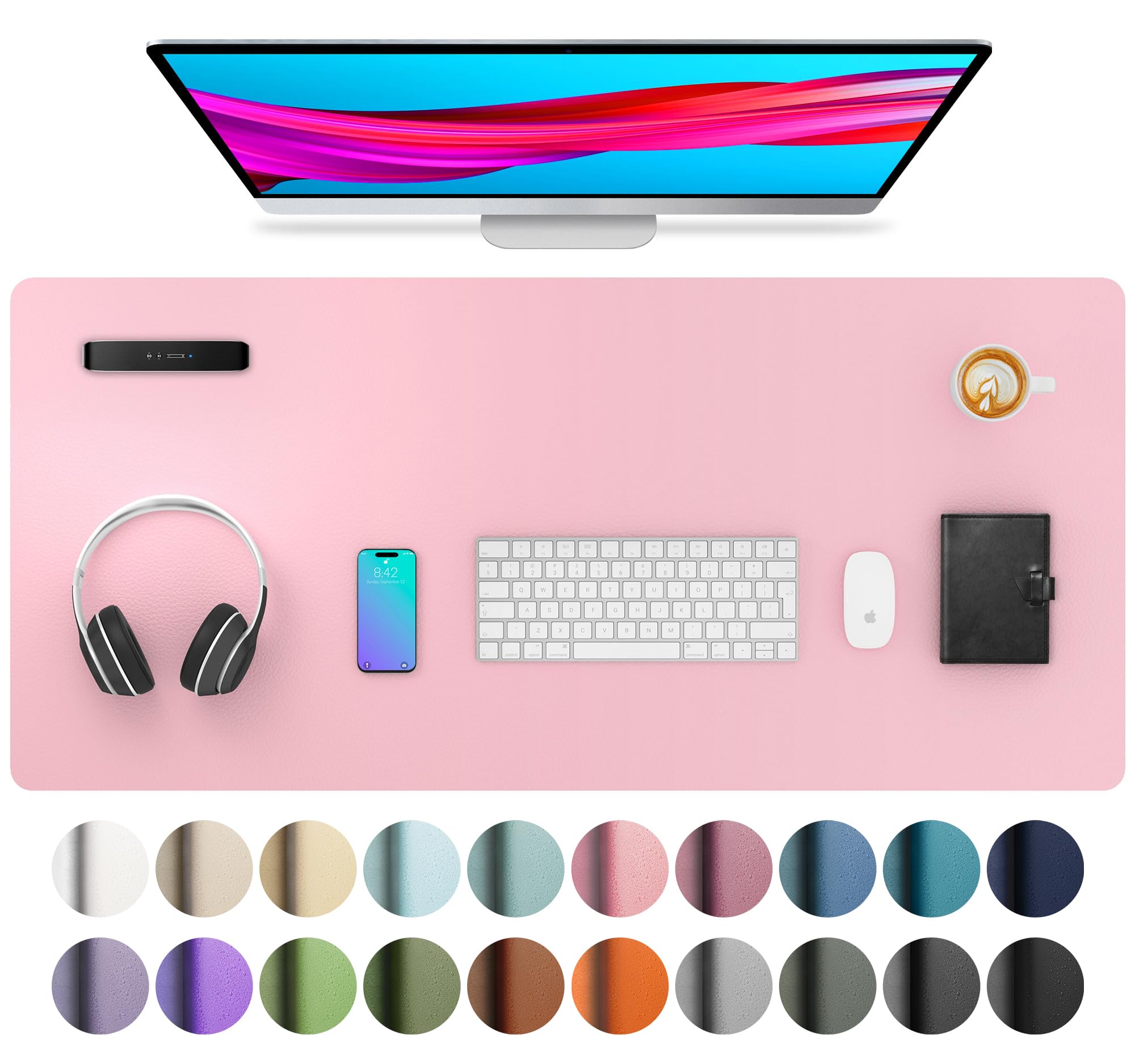 Leather Desk Pad Protector,Mouse Pad,Office Desk Mat,Non-Slip PU Leather Desk Blotter,Laptop Desk Pad,Waterproof Desk Writing Pad for Office and Home