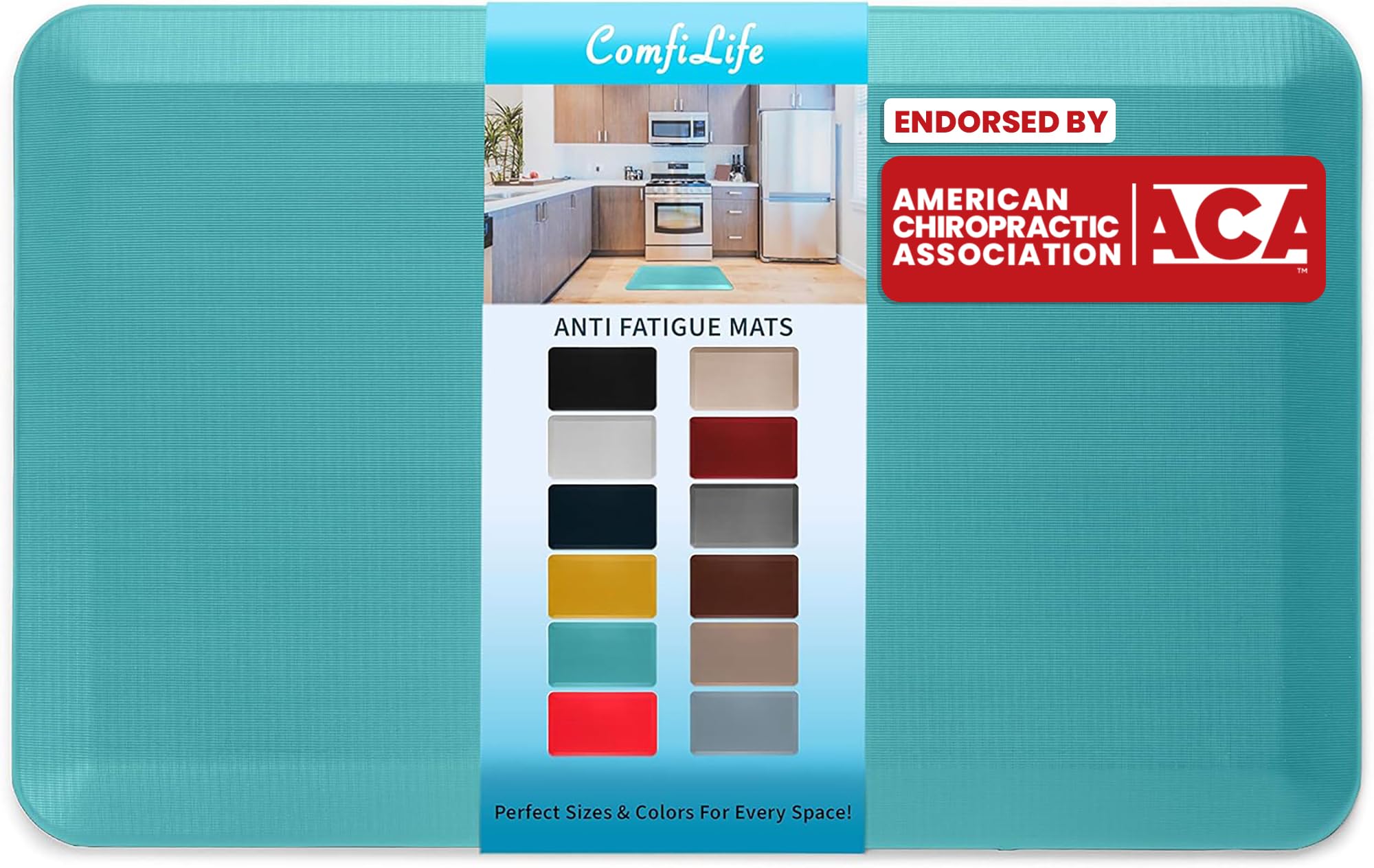 ComfiLife Anti Fatigue Floor Mat – 3/4 Inch Thick Perfect Kitchen Mat, Standing Desk Mat – Kitchen Rug – Comfort at Home, Office – Durable – Stain Resistant – Non-Slip Bottom