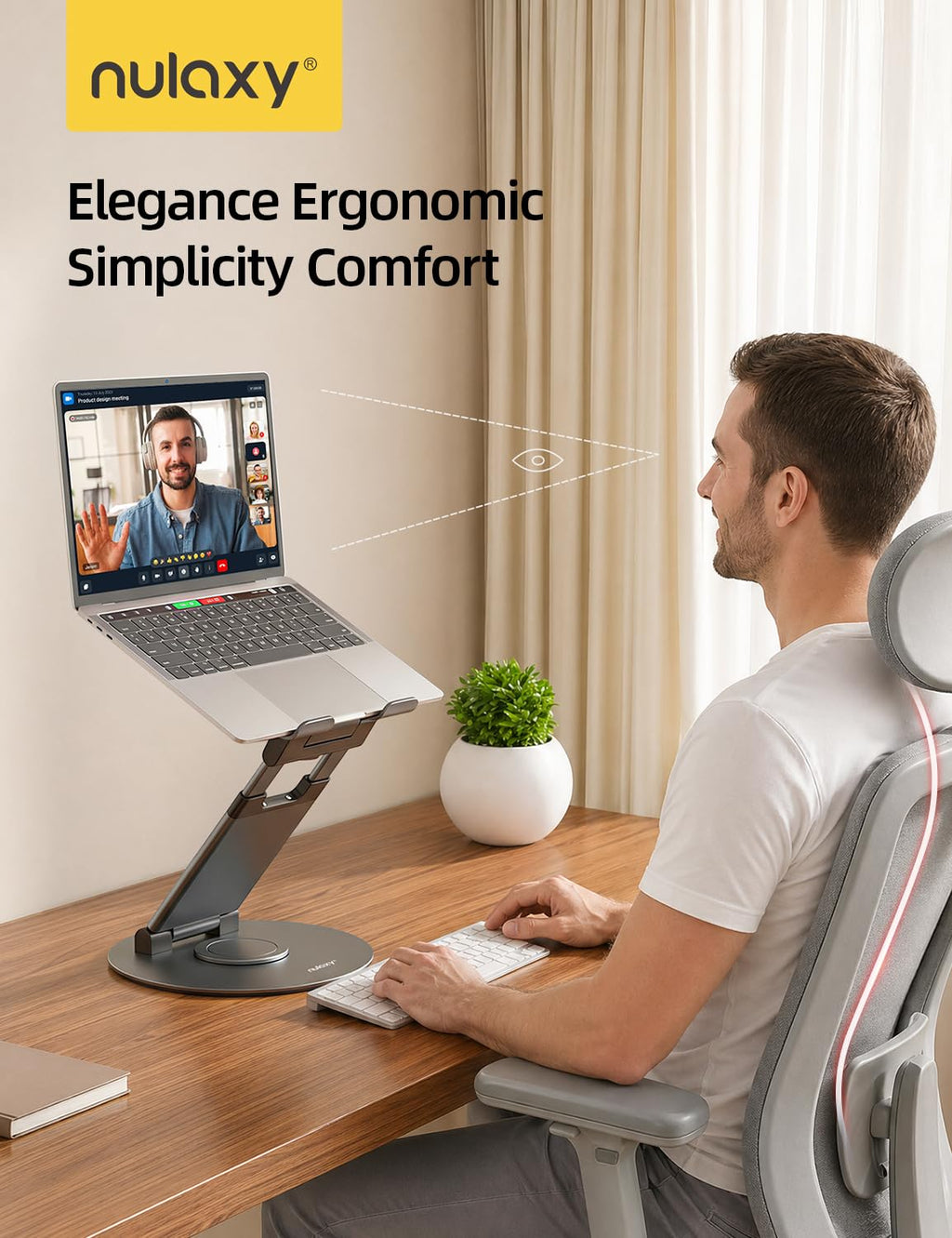 Nulaxy Swivel Laptop Stand Adjustable Height up to 21", Ergonomic Laptop Stand with 360 Rotating Base