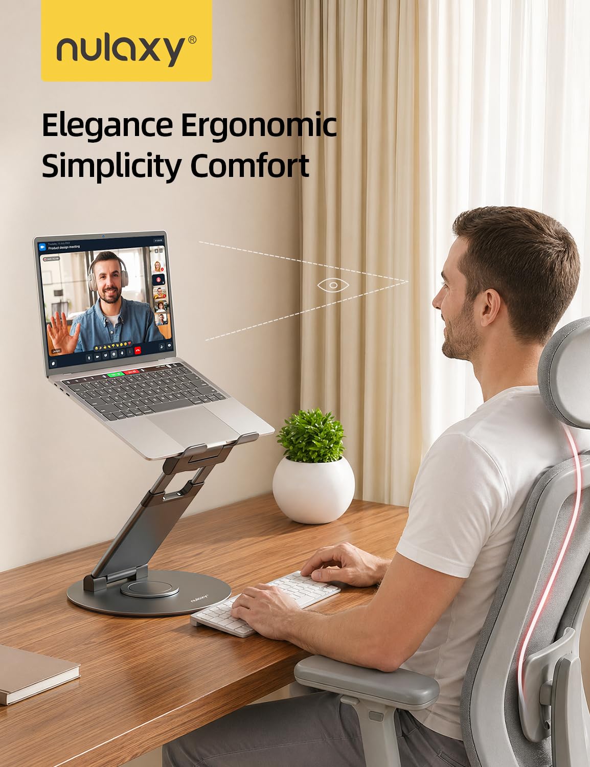 Nulaxy Swivel Laptop Stand Adjustable Height up to 21", Ergonomic Laptop Stand with 360 Rotating Base