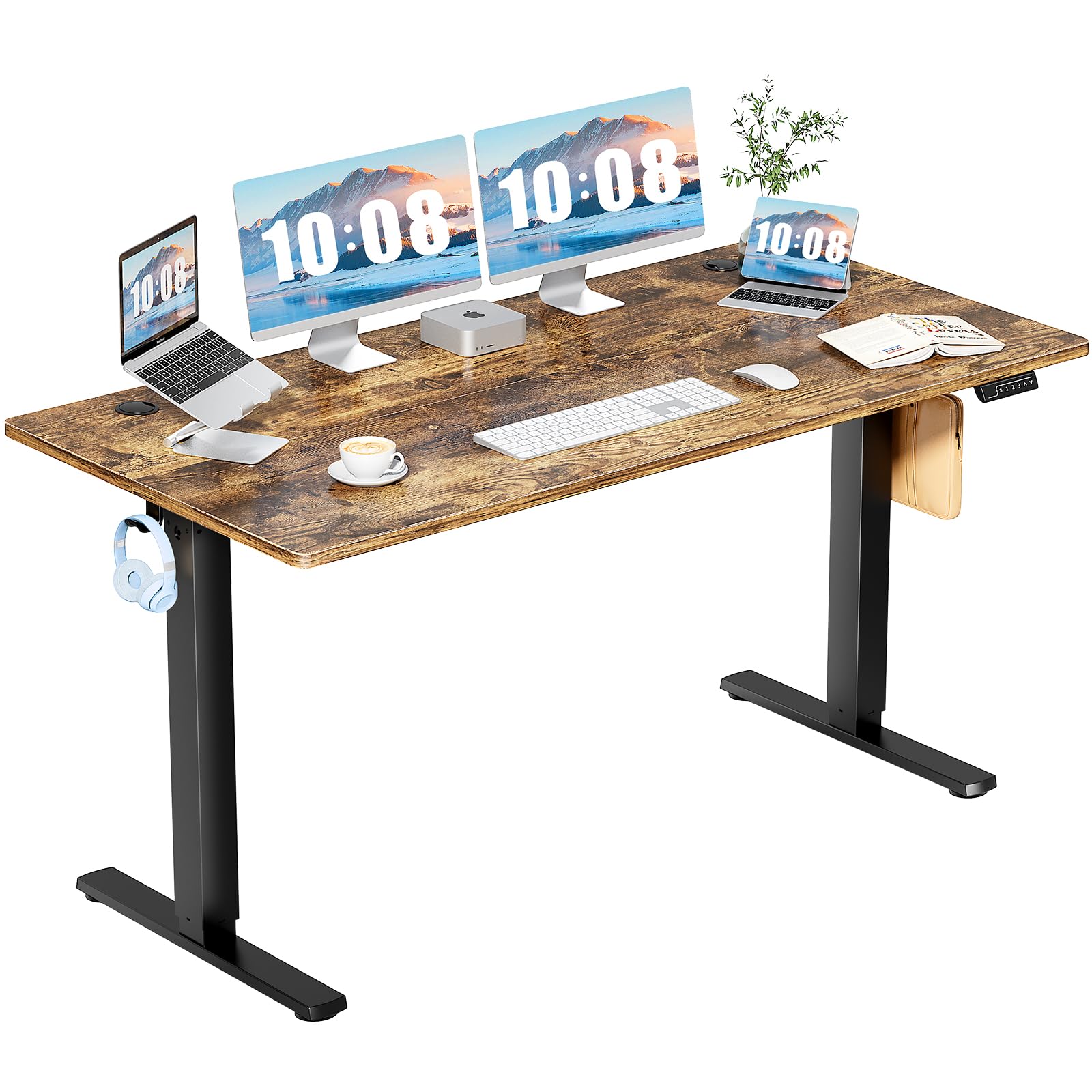 DUMOS Standing Desk, Electric Standing Desk Adjustable Height Ergonomic Adjustable Desk with Memory Preset, Computer Desk Stand Up Desk with T-Shaped Bracket Suitable for Home Office