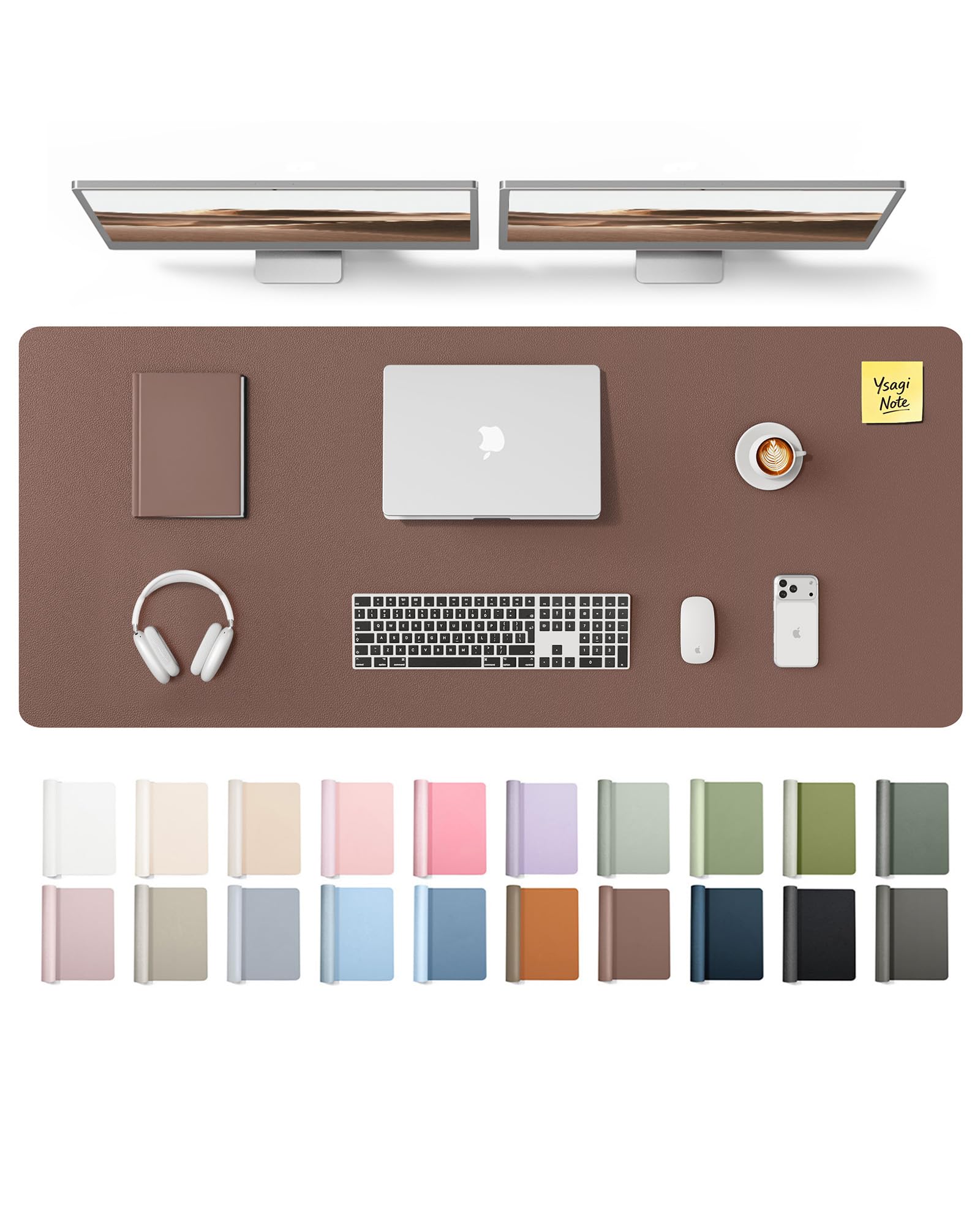 YSAGi Leather Desk Mat, Large Mouse Mat, Non-Slip Desk Pad Desk Protector Mat, Waterproof PU Leather Laptop Mat Table Mat Desk Writing Pad for Office and Home