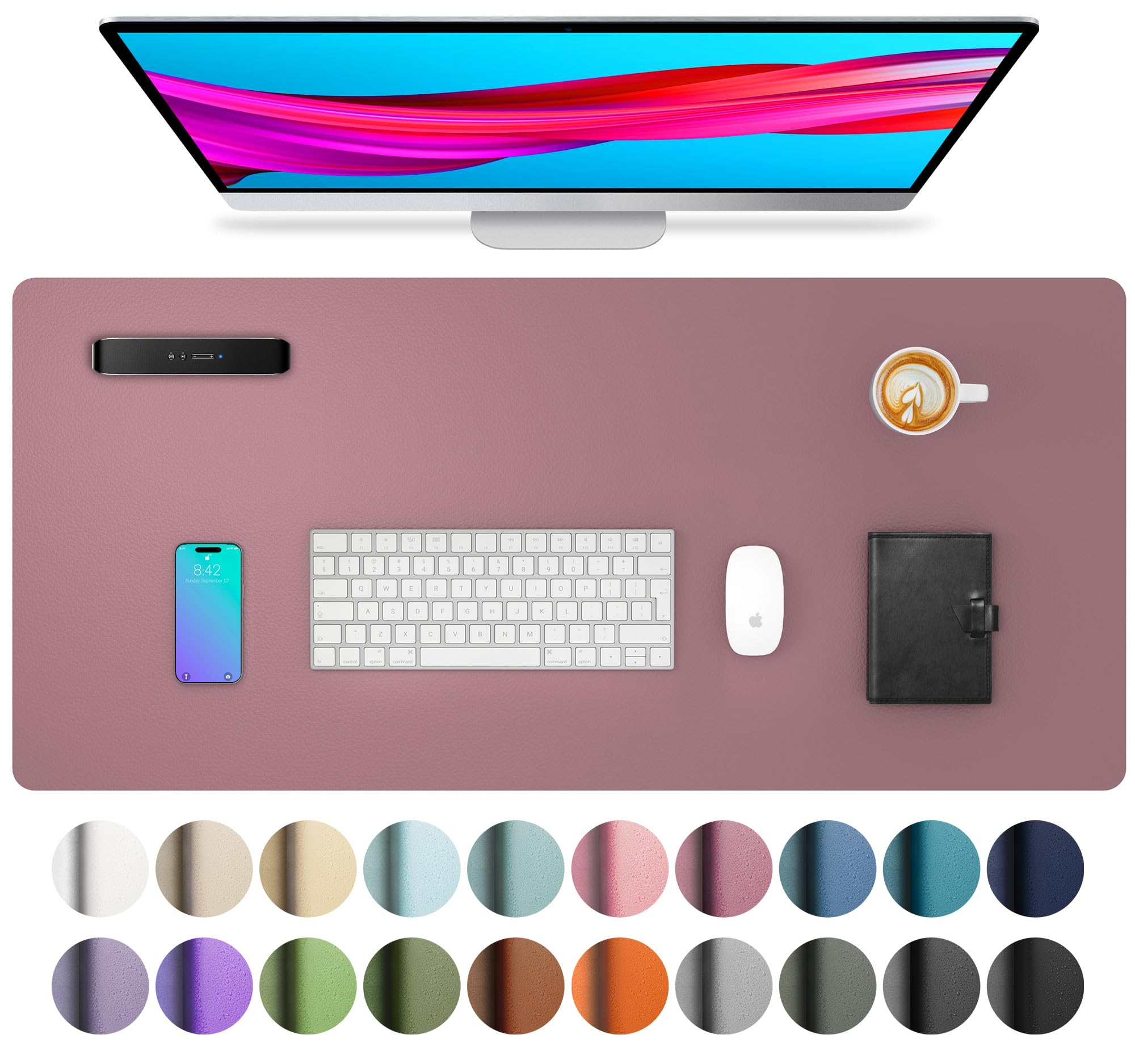 Leather Desk Pad Protector,Mouse Pad,Office Desk Mat,Non-Slip PU Leather Desk Blotter,Laptop Desk Pad,Waterproof Desk Writing Pad for Office and Home