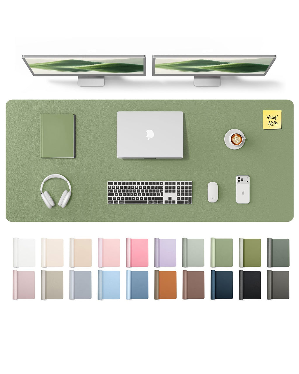 YSAGi Leather Desk Mat, Large Mouse Mat, Non-Slip Desk Pad Desk Protector Mat, Waterproof PU Leather Laptop Mat Table Mat Desk Writing Pad for Office and Home