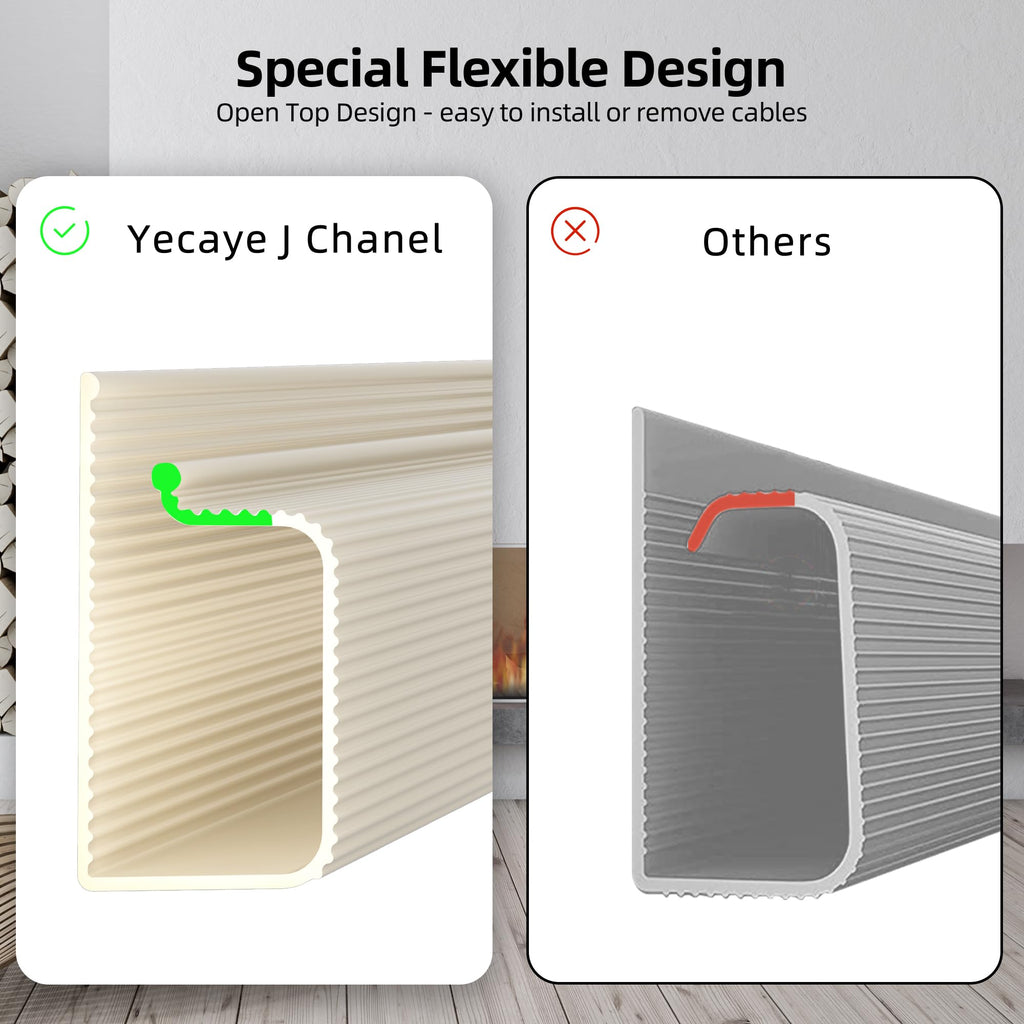 YECAYE Cable Management, Cord Organizer,Easy Install Self-Adhesive Cord Hider, Cable Organizer, Cable Hider for Office Organization,Child & Pet Proof, Black