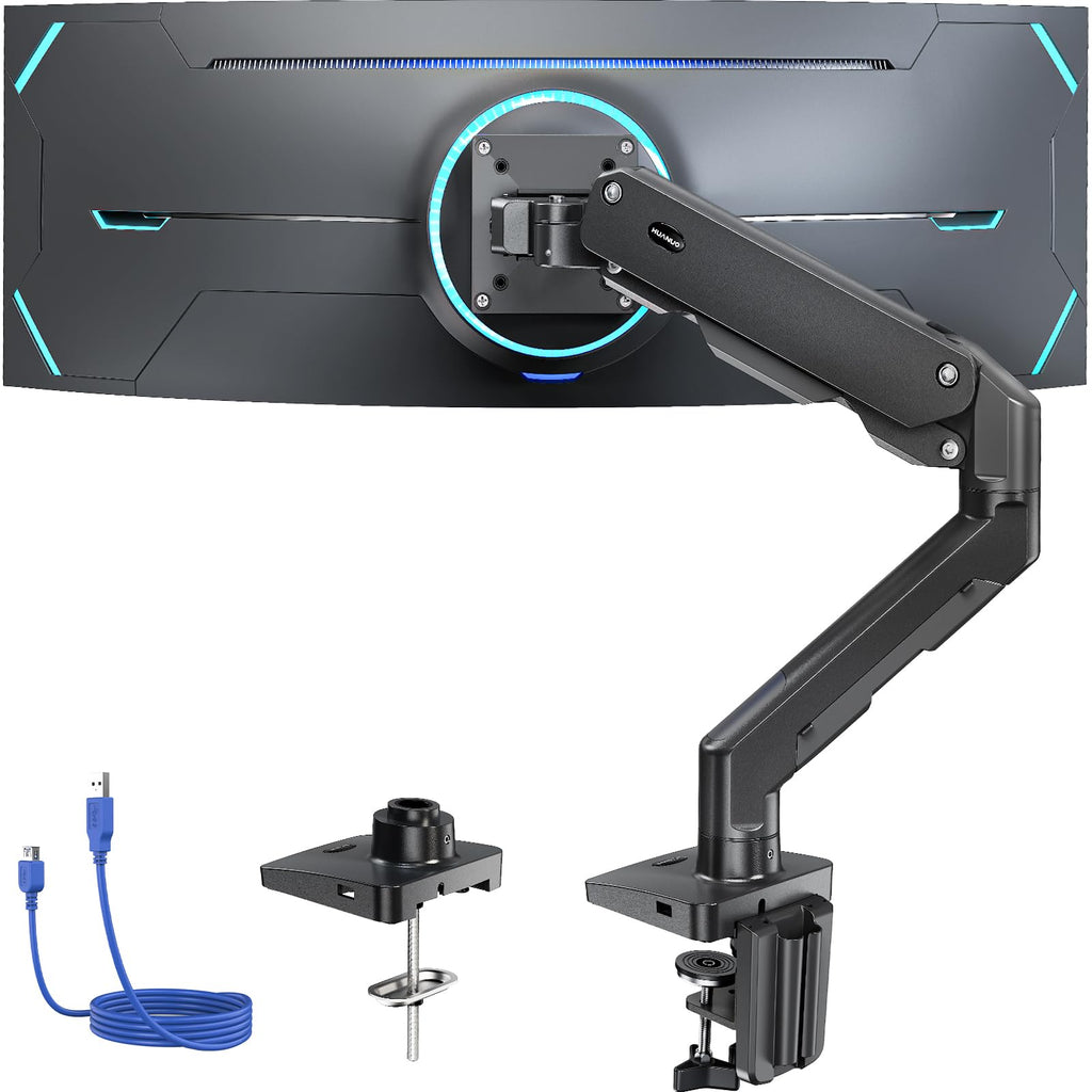 HUANUO Heavy Duty Monitor Arm up to 49 inch Screens up to 35 lbs, Aluminum Ultrawide Screen Monitor Mount, VESA 75mm or 100mm