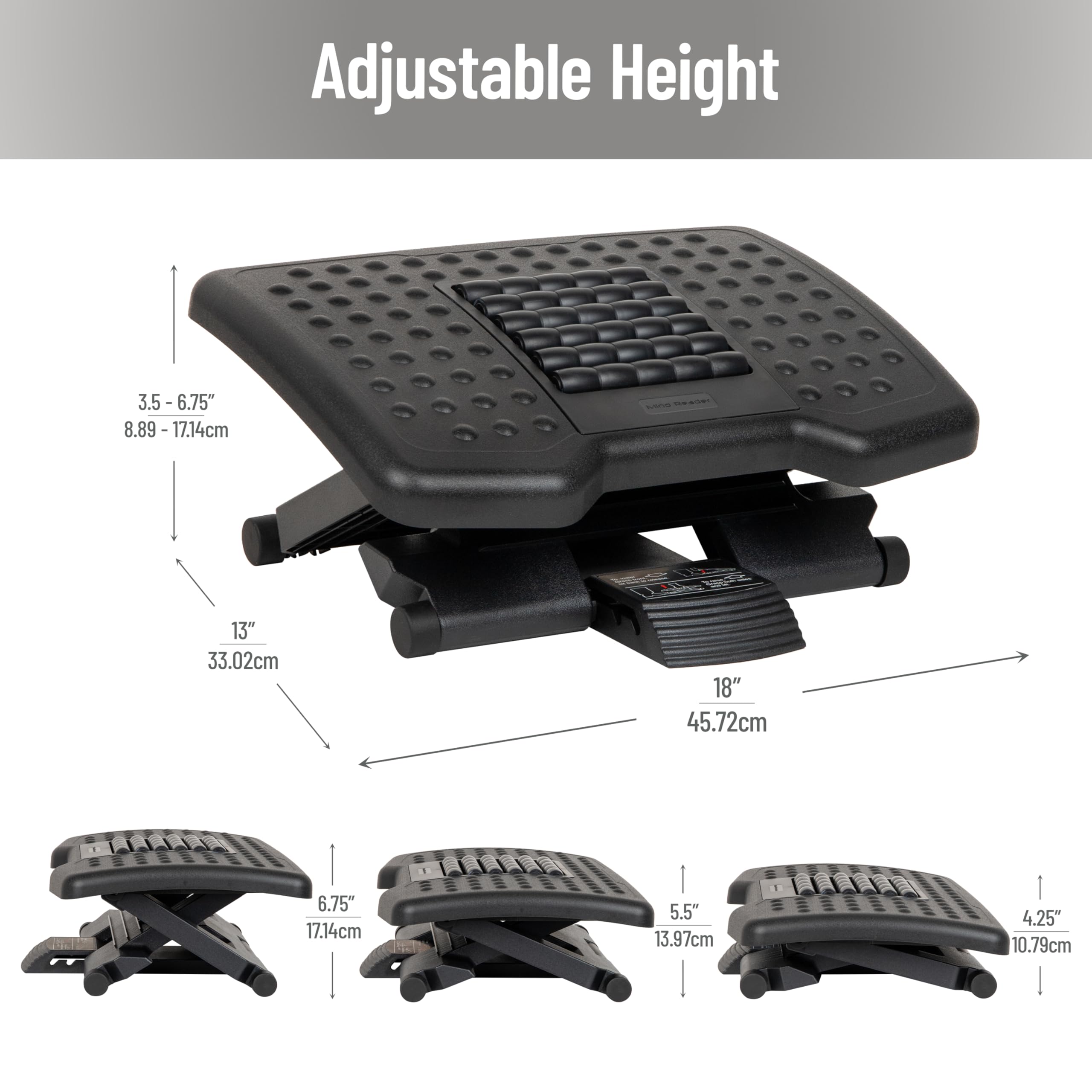 Mind Reader Foot Rest, Foot Stool, Under Desk at Work, Ergonomic