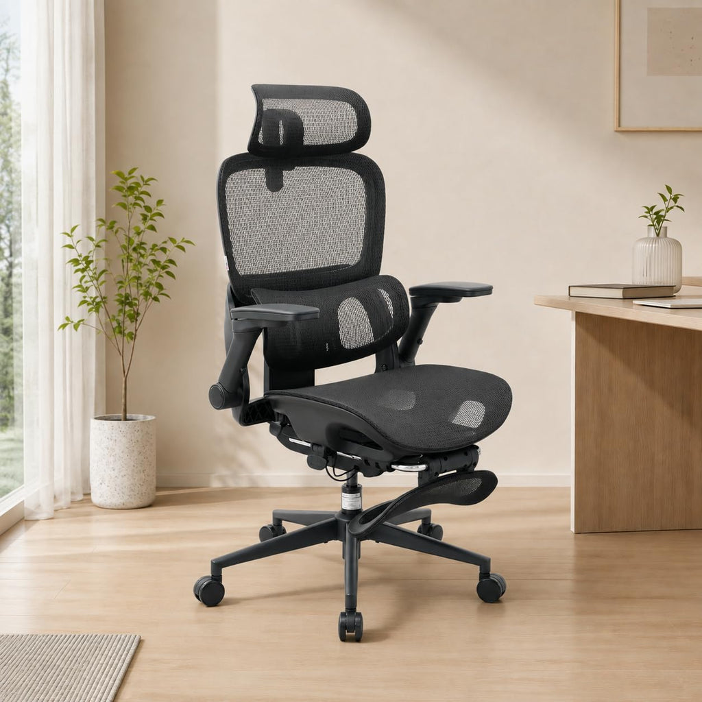 SIHOO Ergonomic Mesh Office Chair, Computer Desk Chair with 3-Way Armrests, 2-Way Lumbar Support and Adjustable Headrest, High Back Home Office Chair with Tilt Function, Mesh Back and Seat