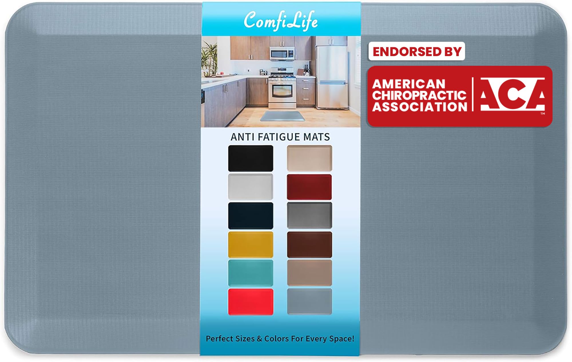 ComfiLife Anti Fatigue Floor Mat – 3/4 Inch Thick Perfect Kitchen Mat, Standing Desk Mat – Kitchen Rug – Comfort at Home, Office – Durable – Stain Resistant – Non-Slip Bottom