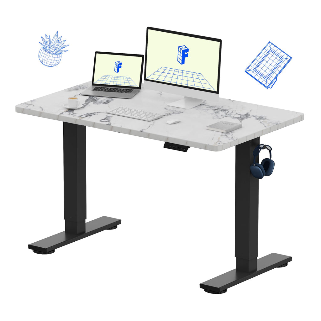 FLEXISPOT EN1 One-Piece Standing Desk, Electric Adjustable with 4 Memory Presets, 176 LBS Capacity, Stable & Quiet, Seamless Desktop for Home Office & Dual Monitors