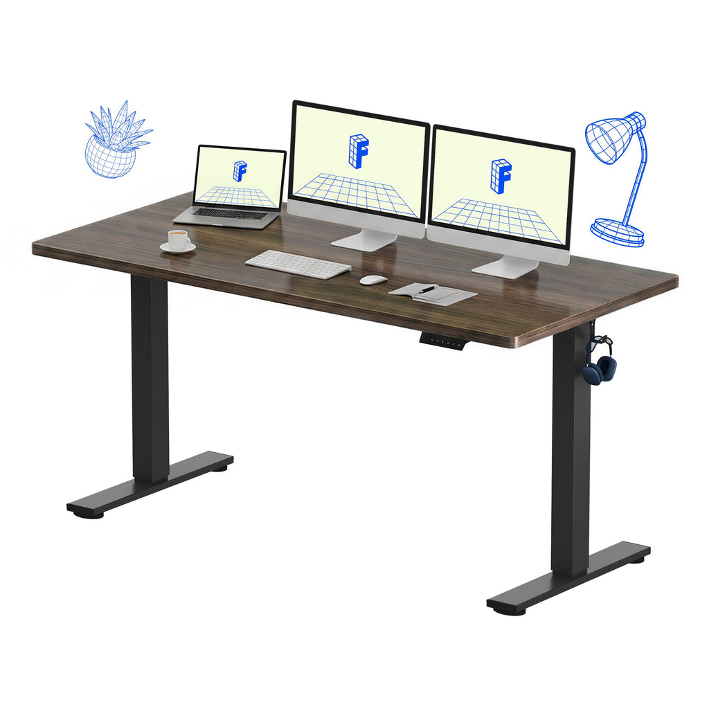 FLEXISPOT EN1 One-Piece Standing Desk, Electric Adjustable with 4 Memory Presets, 176 LBS Capacity, Stable & Quiet, Seamless Desktop for Home Office & Dual Monitors