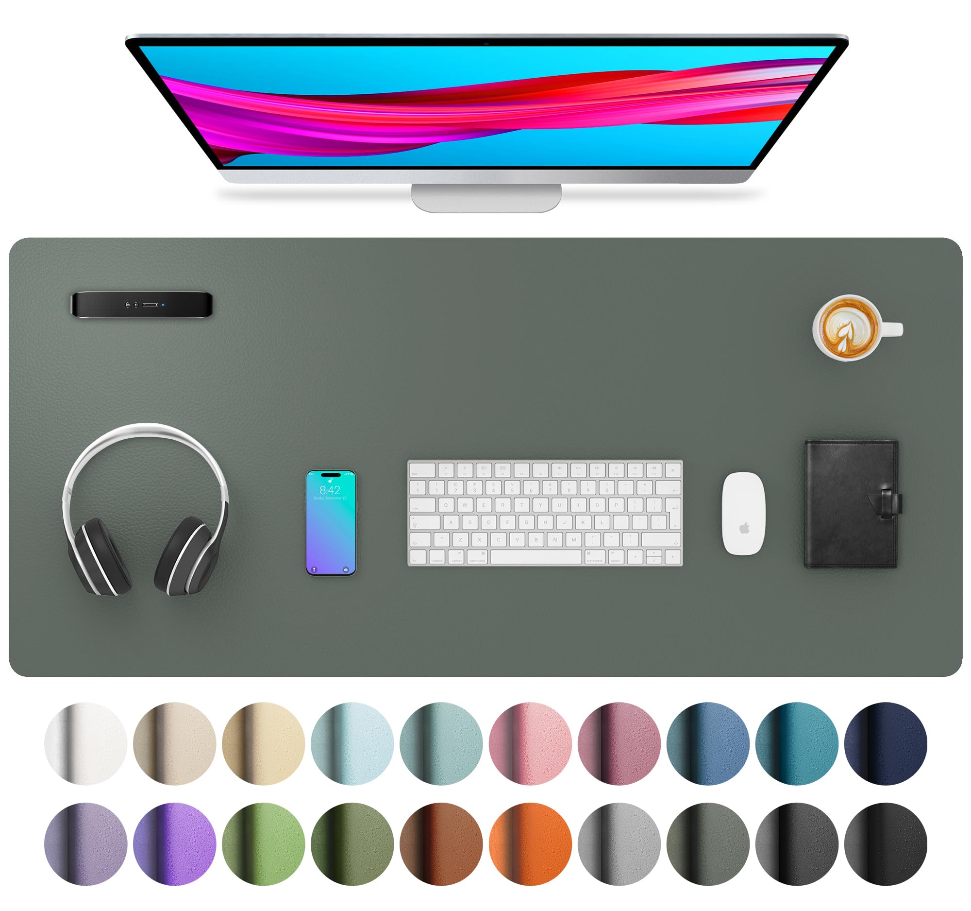 Leather Desk Pad Protector,Mouse Pad,Office Desk Mat,Non-Slip PU Leather Desk Blotter,Laptop Desk Pad,Waterproof Desk Writing Pad for Office and Home