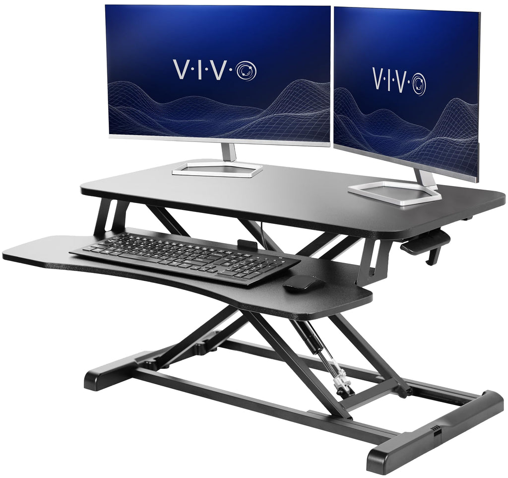VIVO Desk Converter, K Series, Height Adjustable Sit to Stand Riser, Dual Monitor and Laptop Workstation with Wide Keyboard Tray