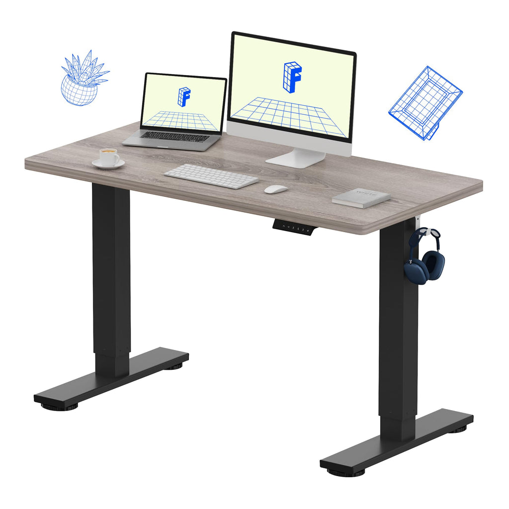 FLEXISPOT EN1 One-Piece Standing Desk, Electric Adjustable with 4 Memory Presets, 176 LBS Capacity, Stable & Quiet, Seamless Desktop for Home Office & Dual Monitors