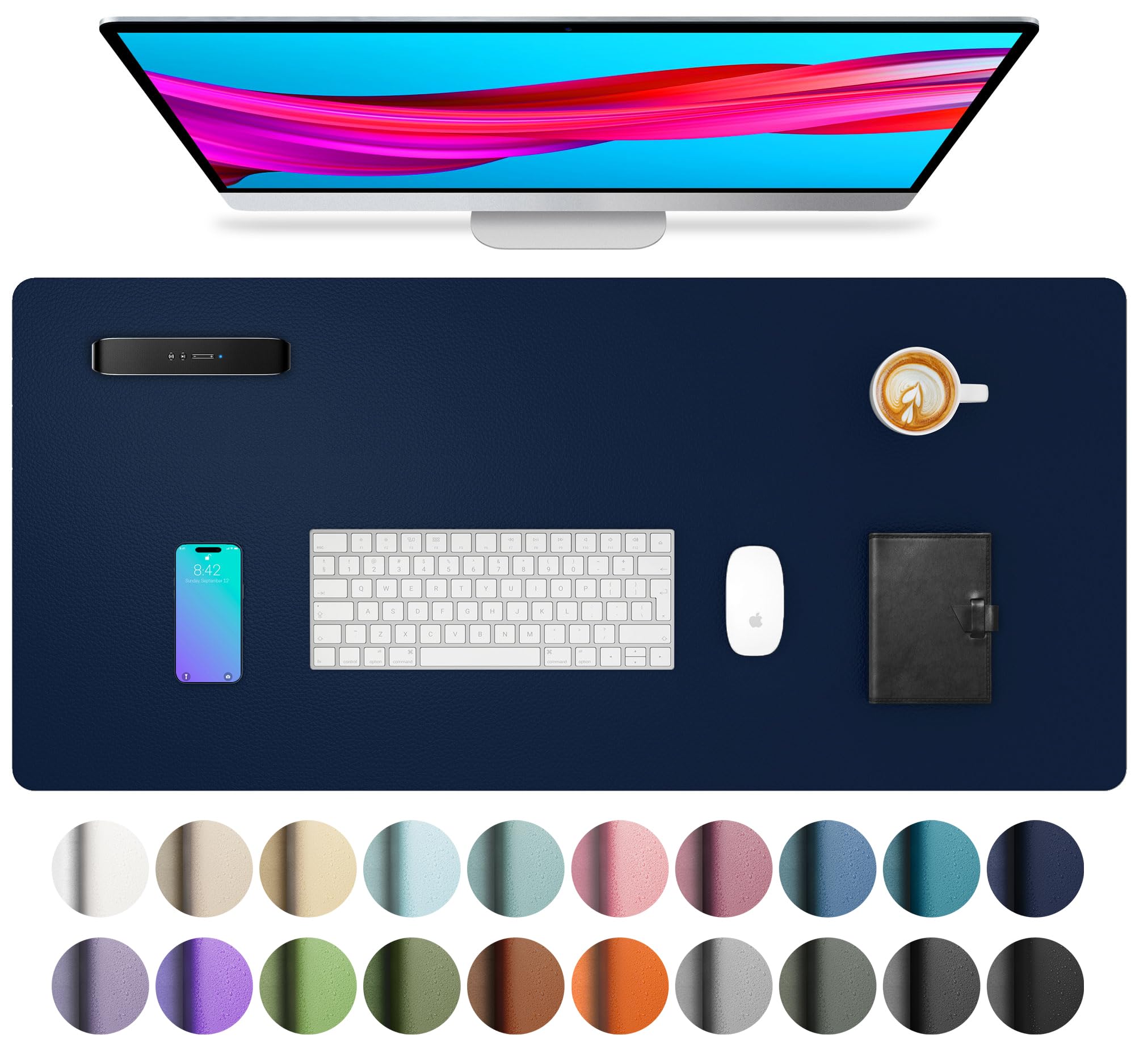 Leather Desk Pad Protector,Mouse Pad,Office Desk Mat,Non-Slip PU Leather Desk Blotter,Laptop Desk Pad,Waterproof Desk Writing Pad for Office and Home