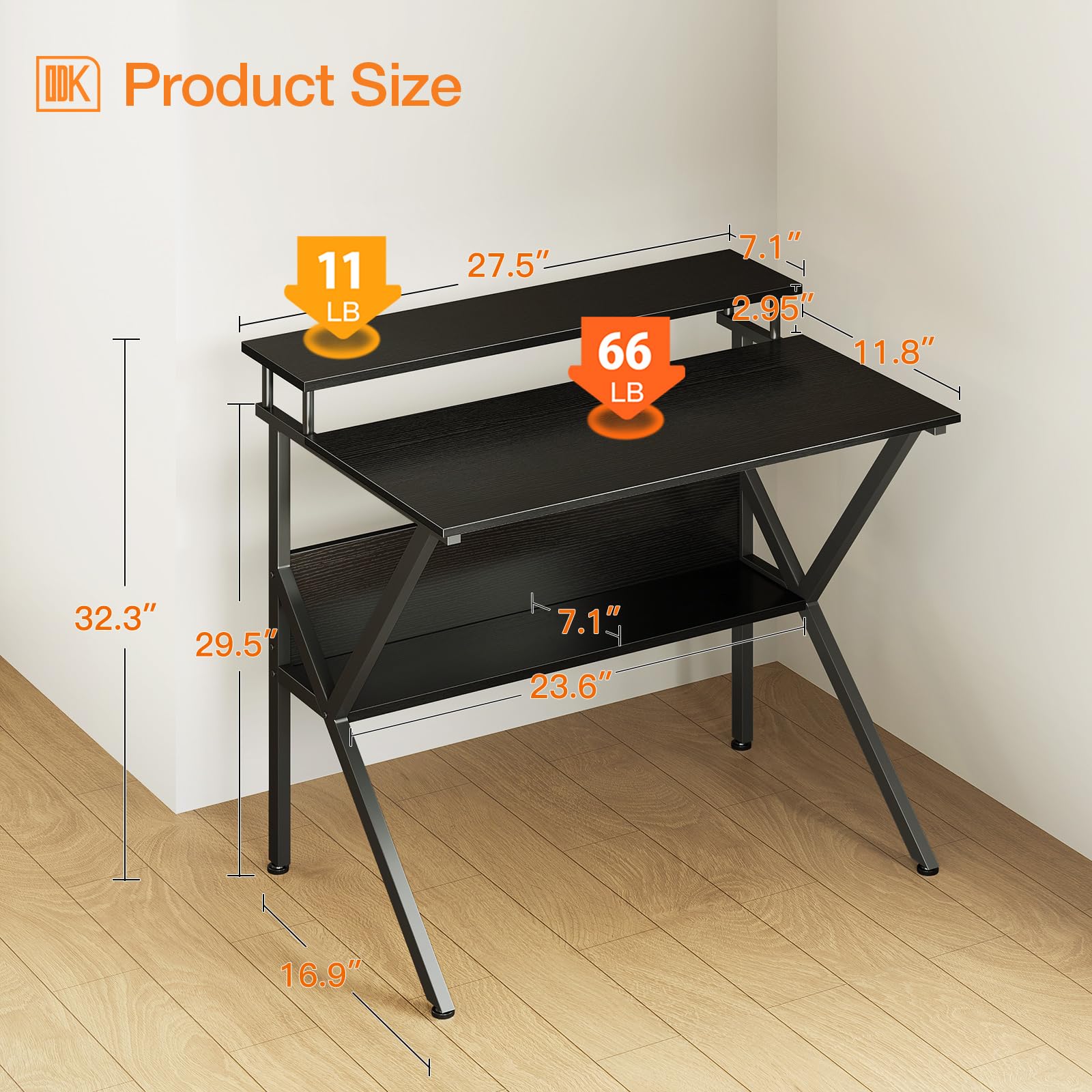ODK Small Desk 27.5 and 39 Inch