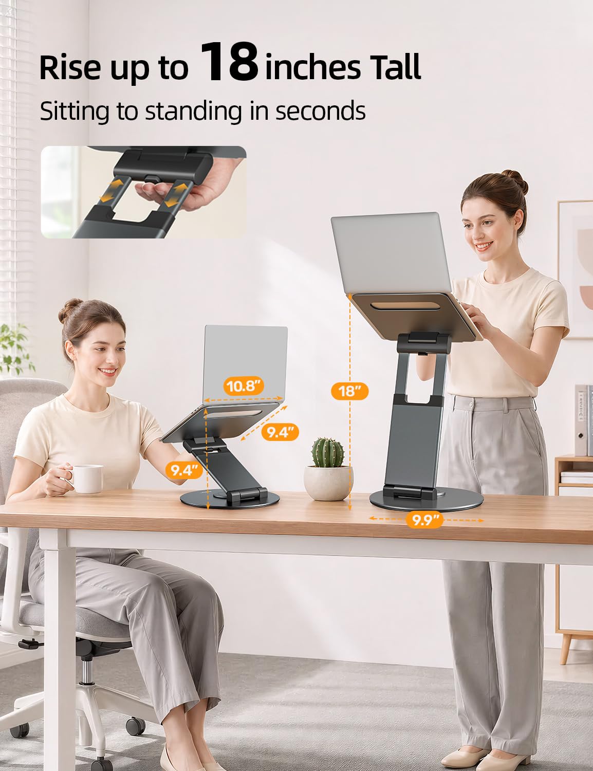 Nulaxy Swivel Laptop Stand Adjustable Height up to 21", Ergonomic Laptop Stand with 360 Rotating Base