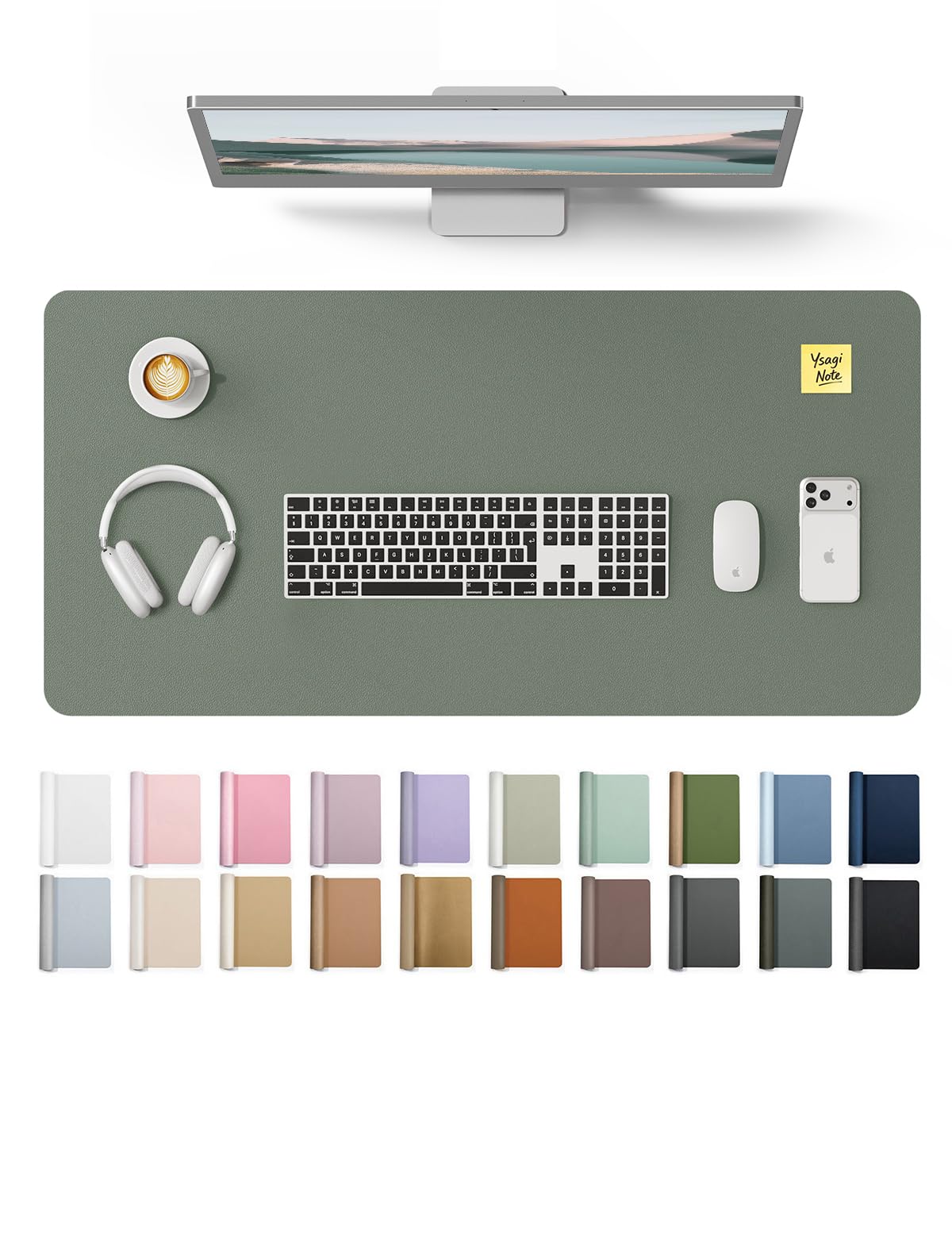 YSAGi Leather Desk Mat, Large Mouse Mat, Non-Slip Desk Pad Desk Protector Mat, Waterproof PU Leather Laptop Mat Table Mat Desk Writing Pad for Office and Home