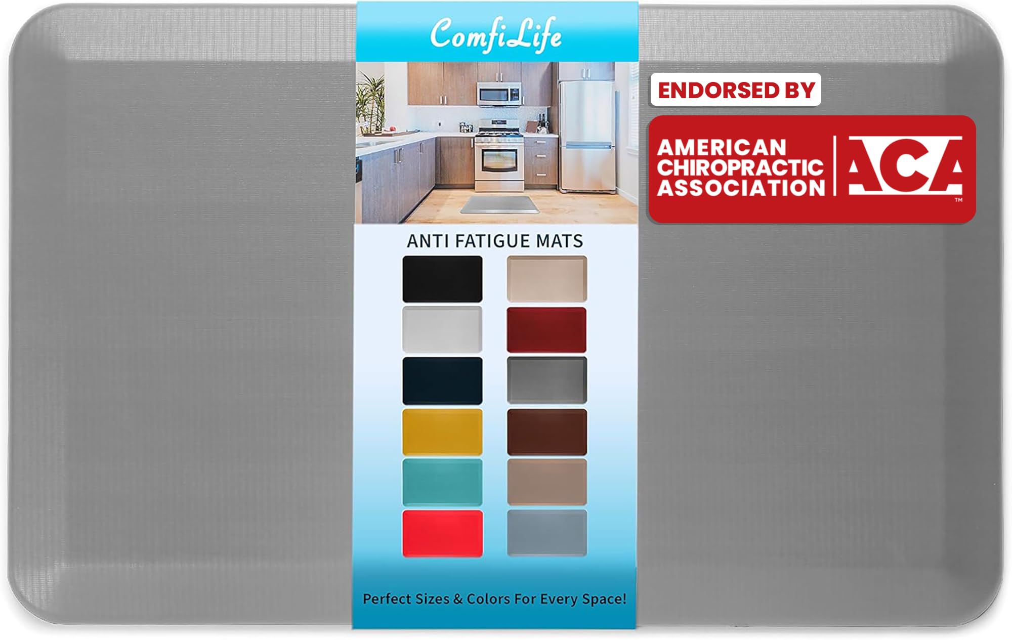 ComfiLife Anti Fatigue Floor Mat – 3/4 Inch Thick Perfect Kitchen Mat, Standing Desk Mat – Kitchen Rug – Comfort at Home, Office – Durable – Stain Resistant – Non-Slip Bottom